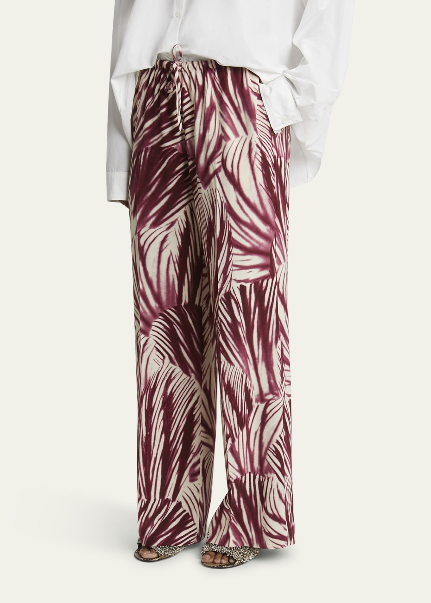 Puvis Printed Wide-Leg Drawstring Pants - 4