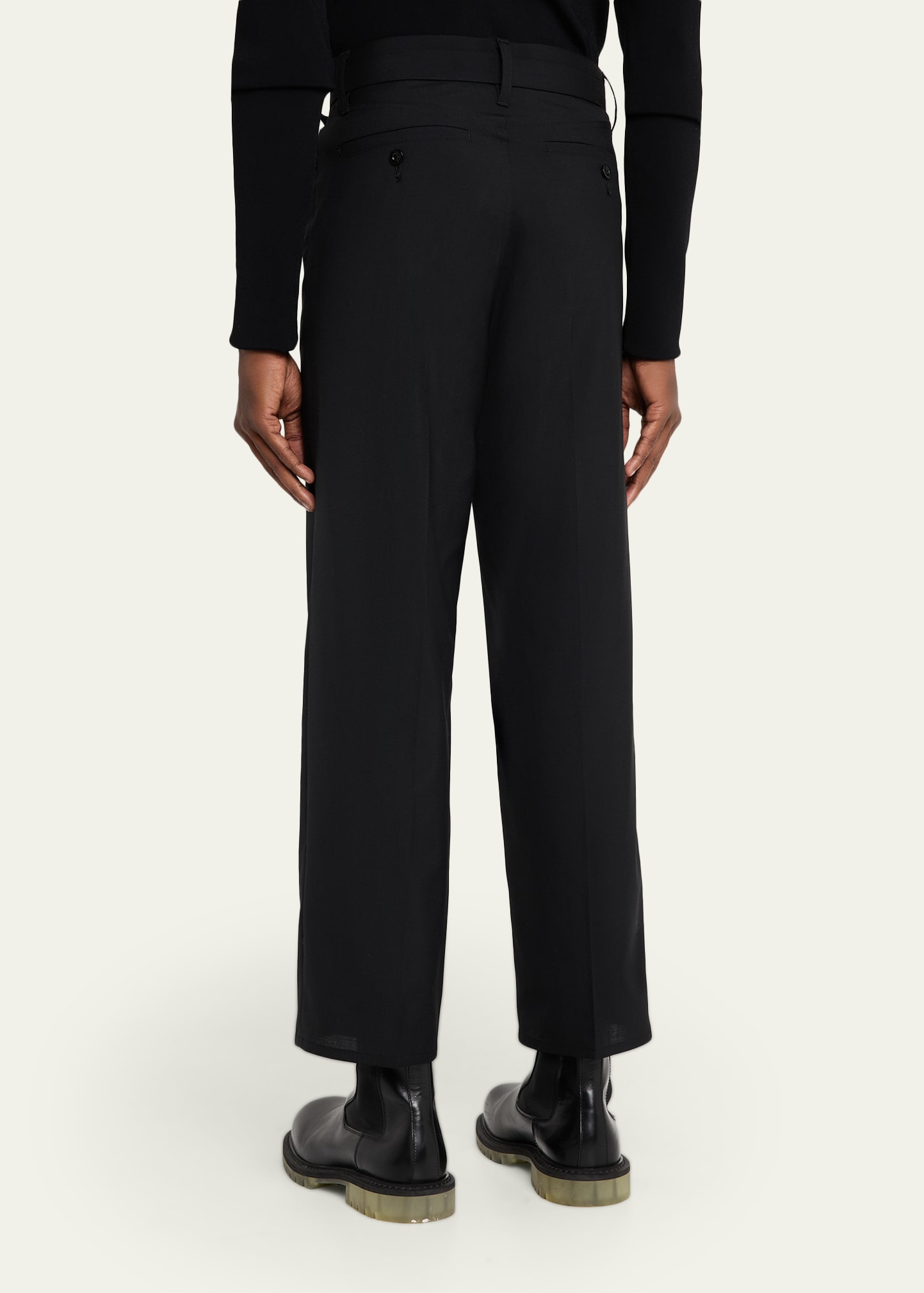 Men's Belted Poly-Wool Suiting Pants - 3