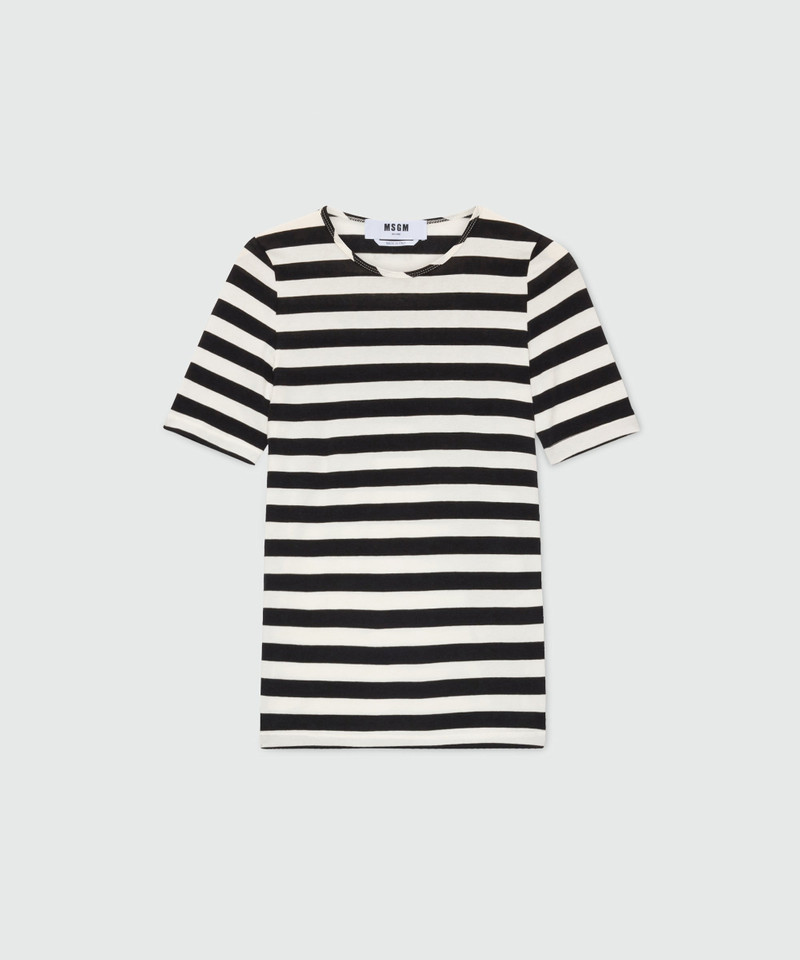 White and black striped cotton jersey T-shirt. 1
