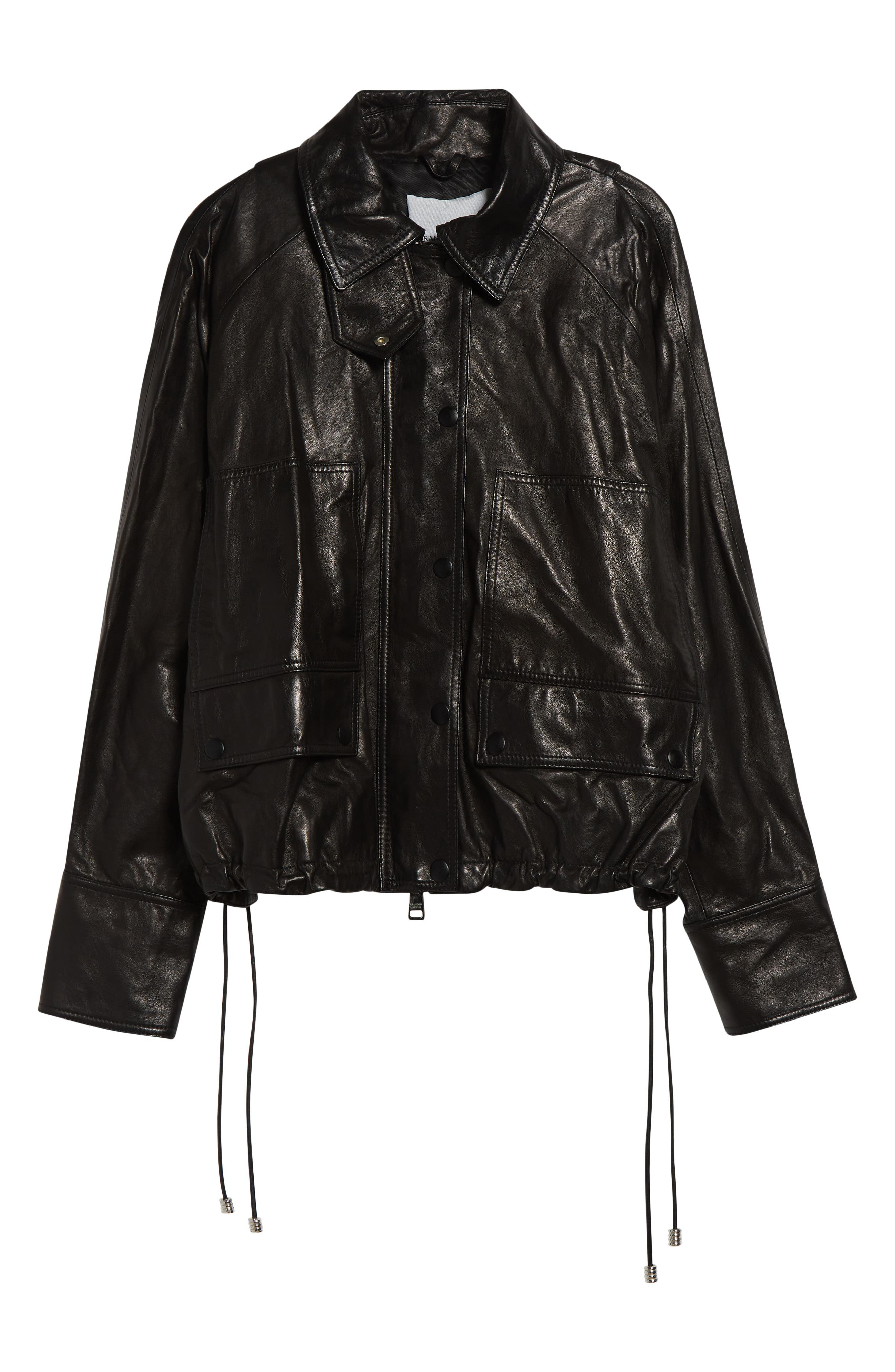 Brandon Maxwell The Harper Balloon Lambskin Leather Jacket in Black at Nordstrom - 6