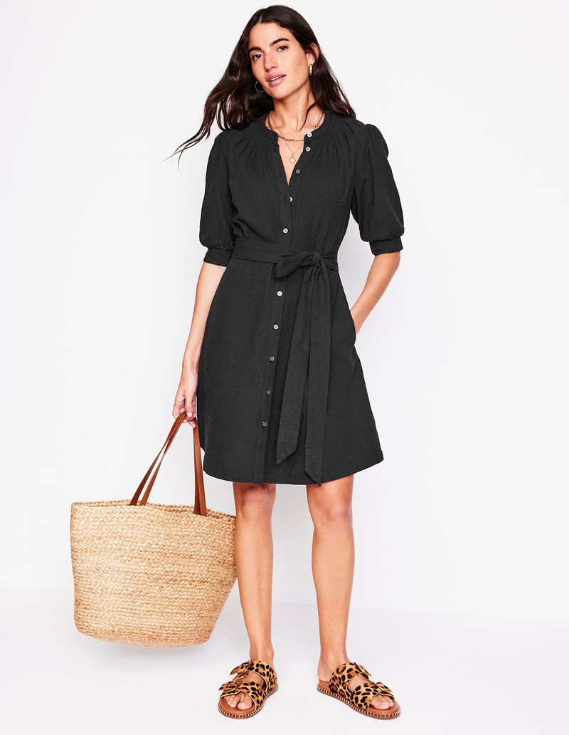 Ada Double Cloth Short Dress-Black 5