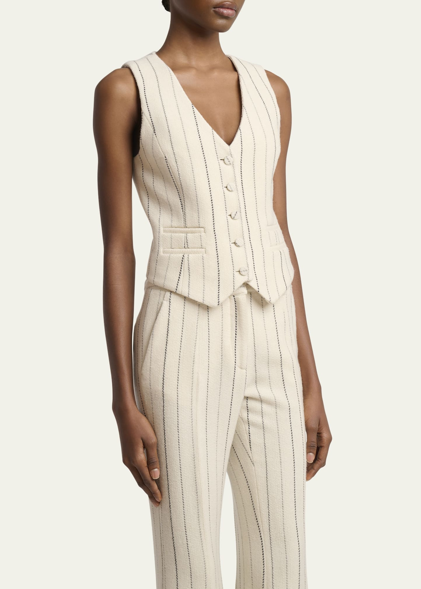 Coleridge Wool Cashmere Pinstripe Vest - 4