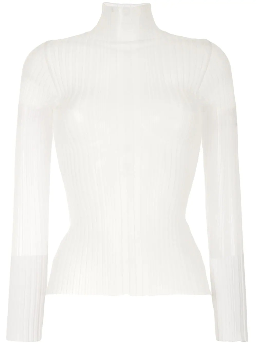 pleated long-sleeved top - 1