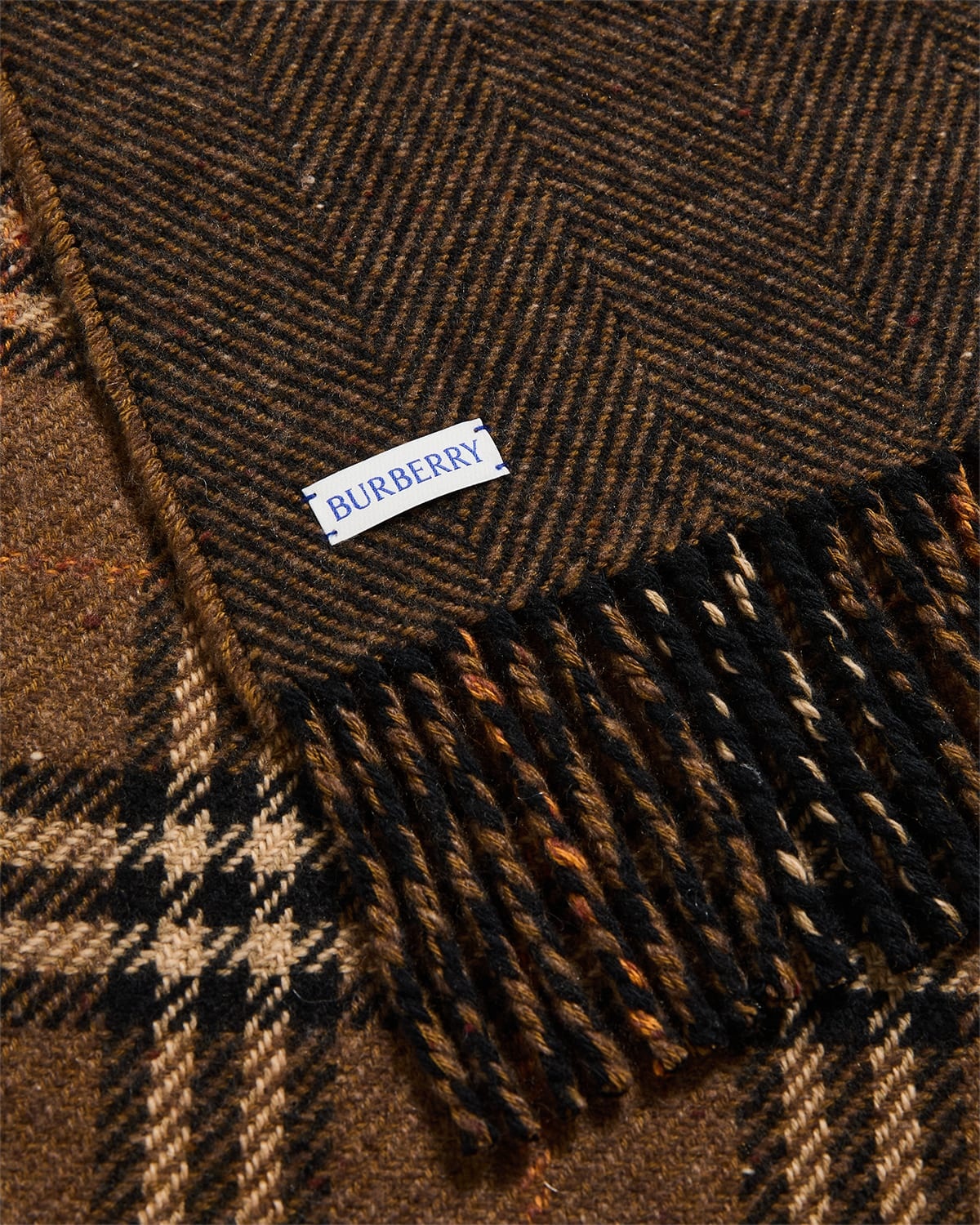 Men's Reversible Check to Herringbone Scarf - 4