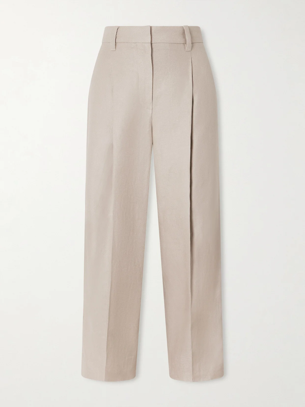 Cropped Pleated Linen-twill Wide-leg Pants - 1