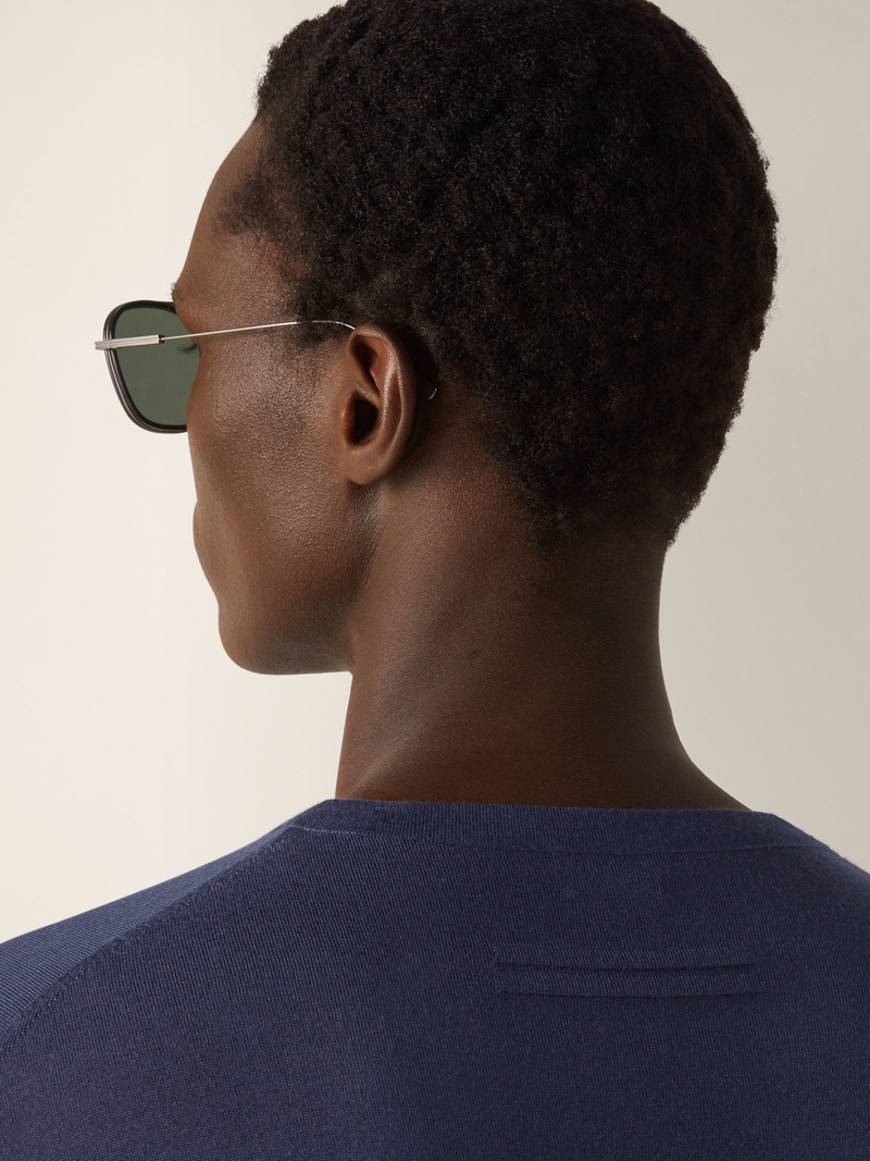 ZEGNA DARK INDIGO BLUE MÉLANGE CASHSETA CREWNECK outlook