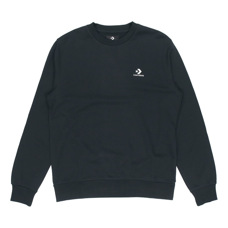 Men's Converse Casual Sports Logo Round Neck Pullover Dark Black 10020345-A01 - 1
