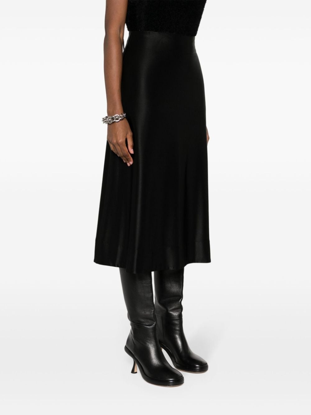 high-waist satin-finish skirt - 3