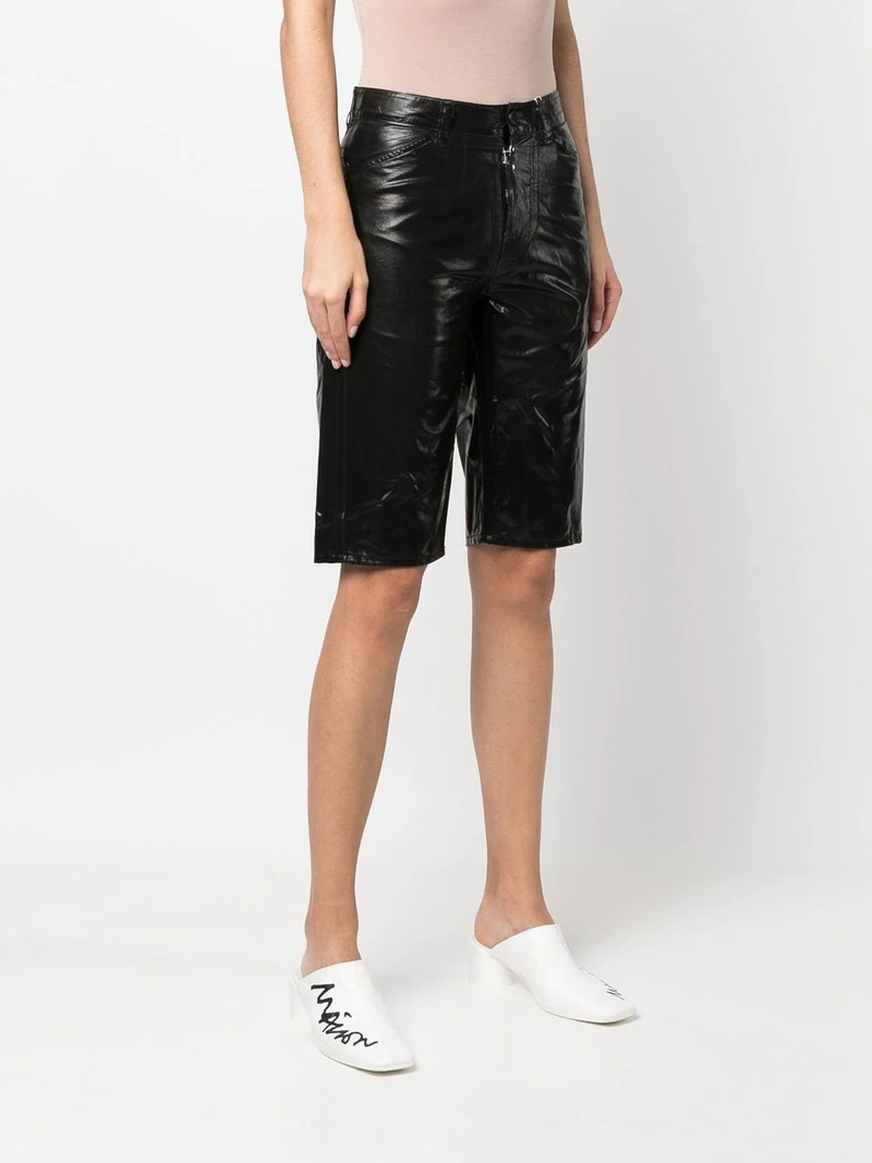laminated straight denim shorts 3