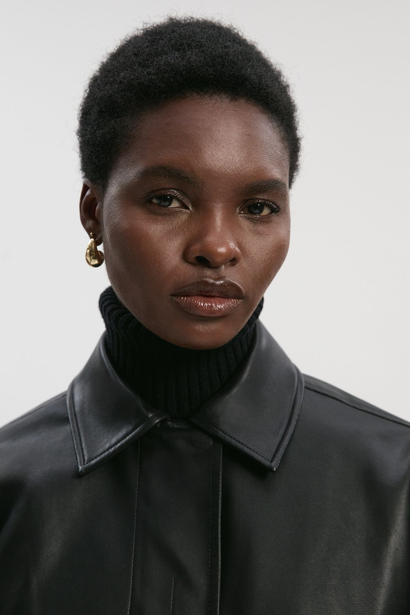 Faux Leather Tailored Bomber Jacket 3