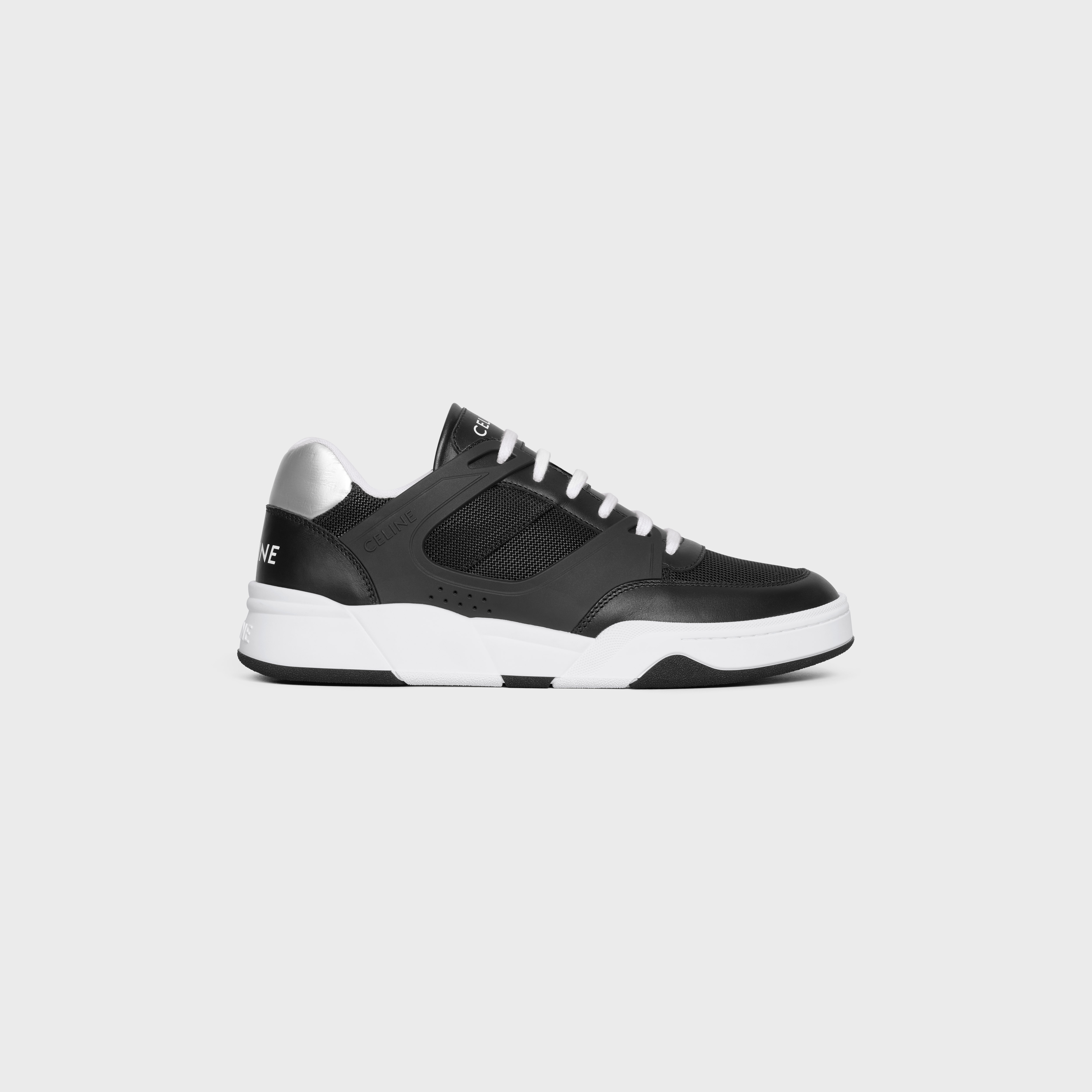 CELINE TRAINER CT-07 LOW LACE-UP SNEAKER in Mesh, Calfskin AND Laminated Calfskin - 1
