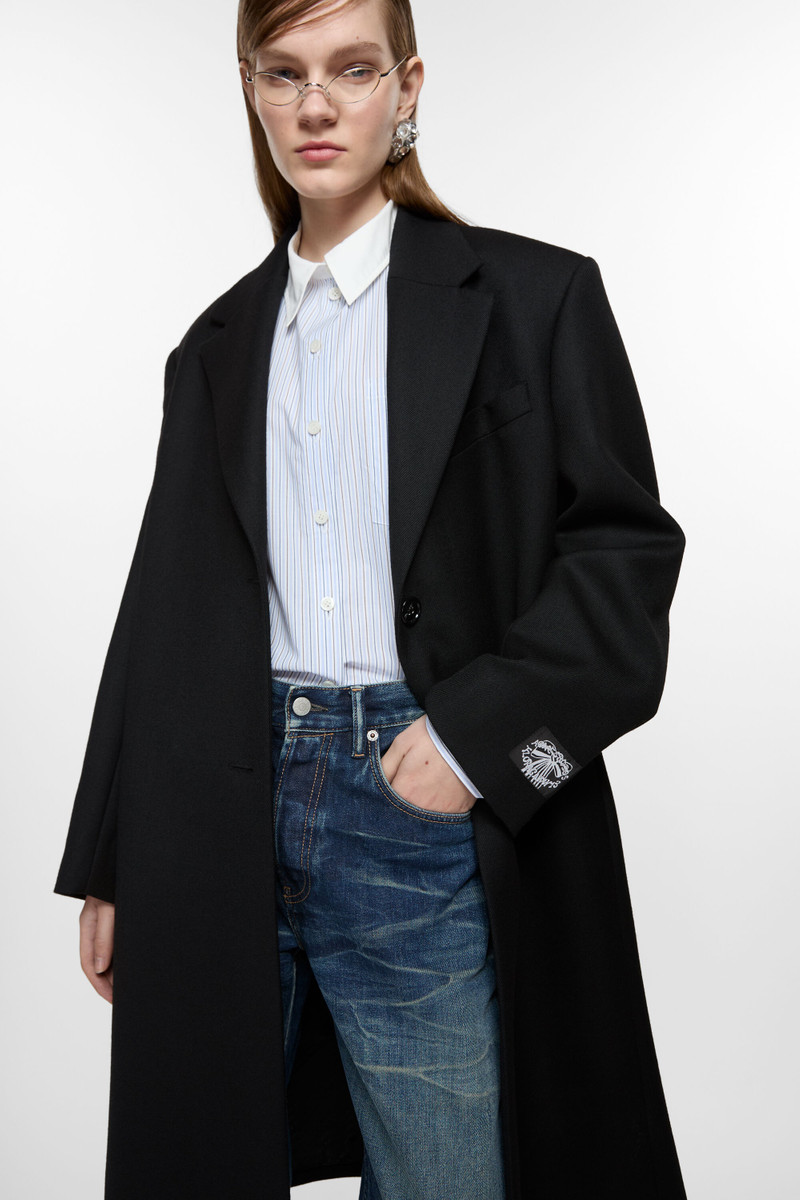 Single-breasted wool coat - Black 5
