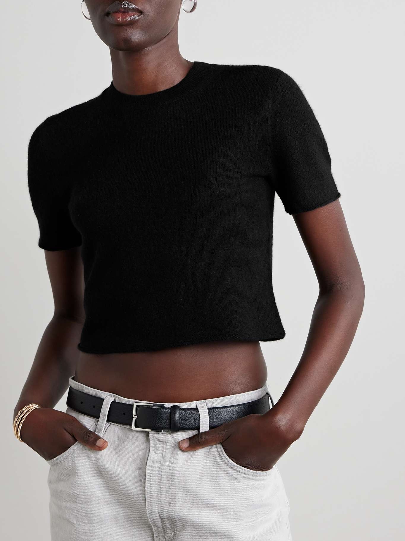 Featherweight cropped wool, cashmere and silk-blend sweater - 3
