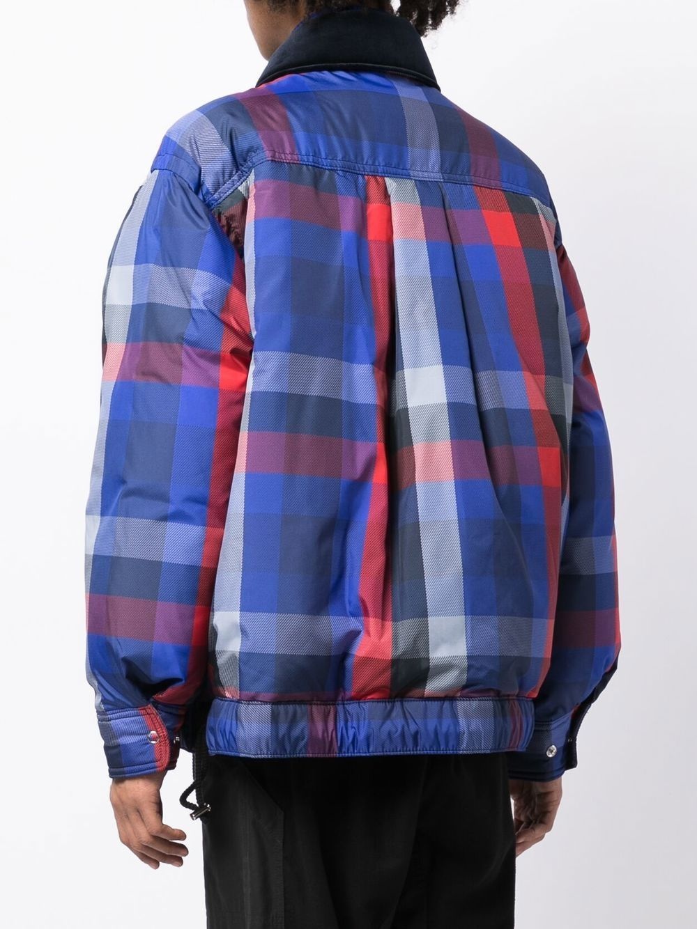 check-pattern zip-up bomber jacket - 4