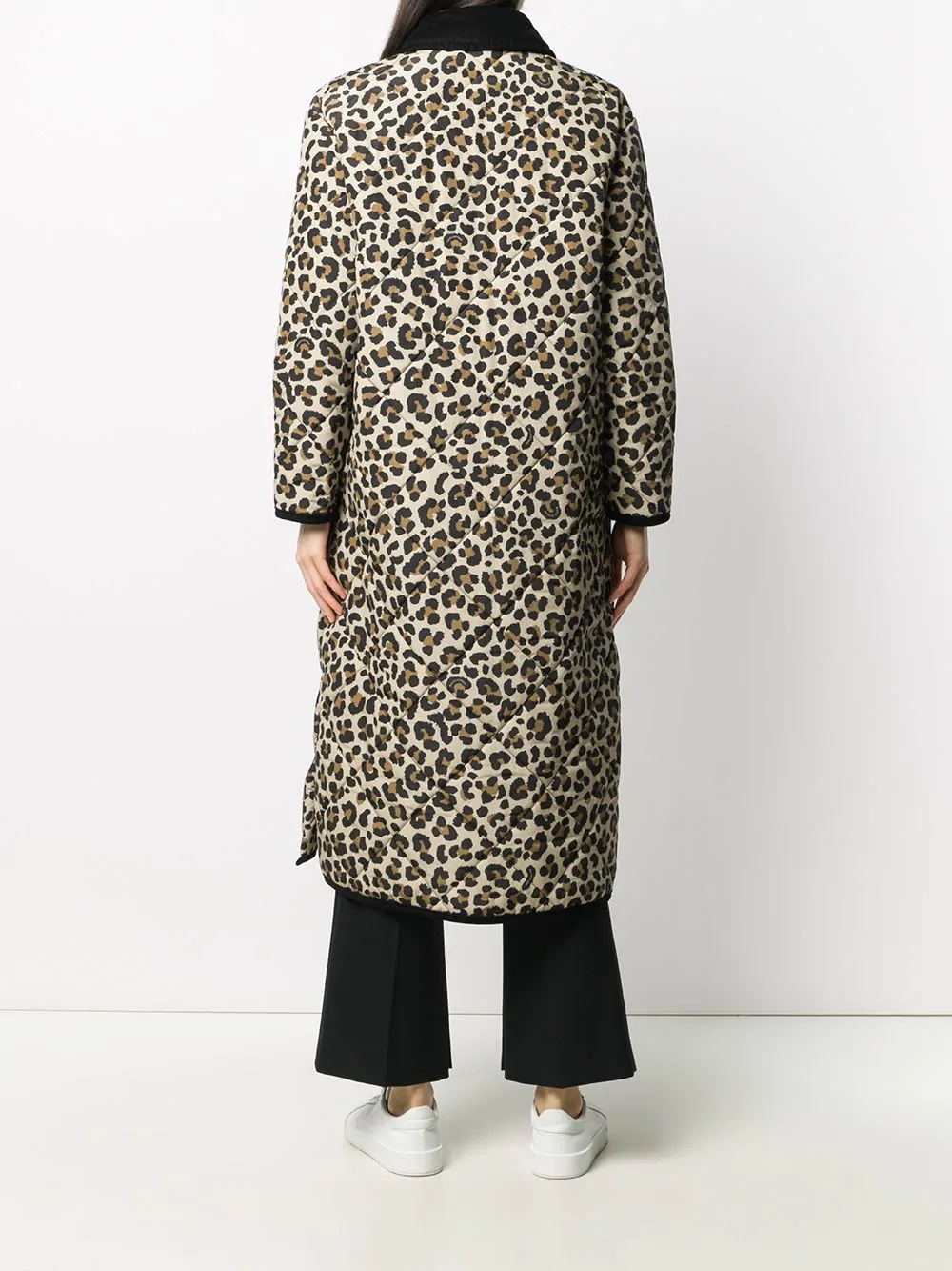 leopard print quilted coat - 4