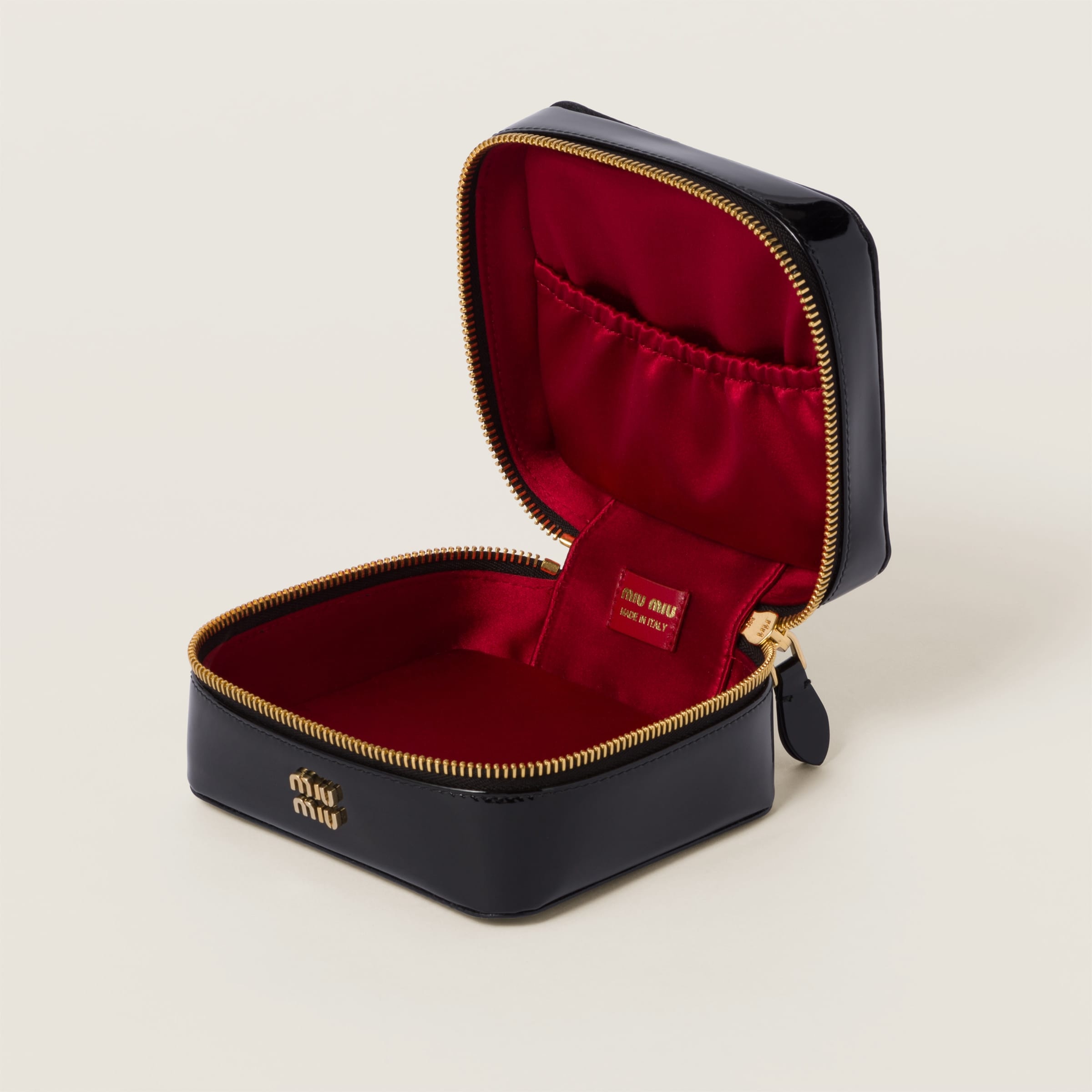 Leather and patent leather jewelry travel case - 2