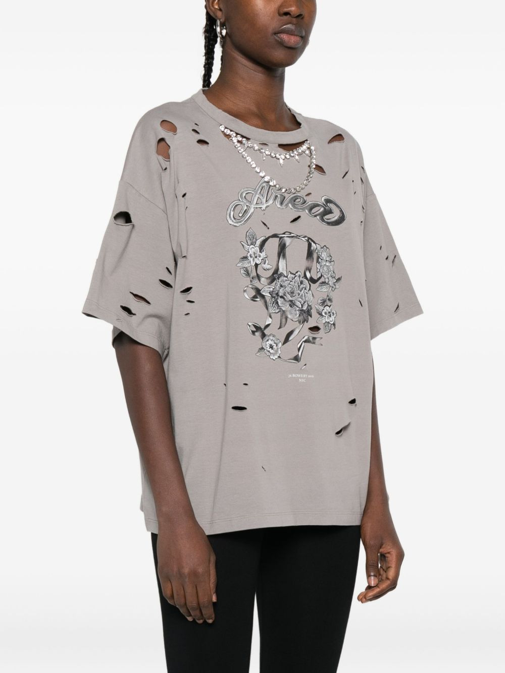 embellished distressed T-shirt - 3