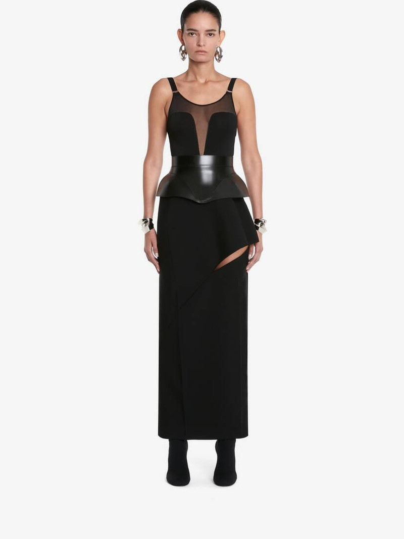 Alexander McQueen Women's Slashed Tailored Skirt in Black outlook