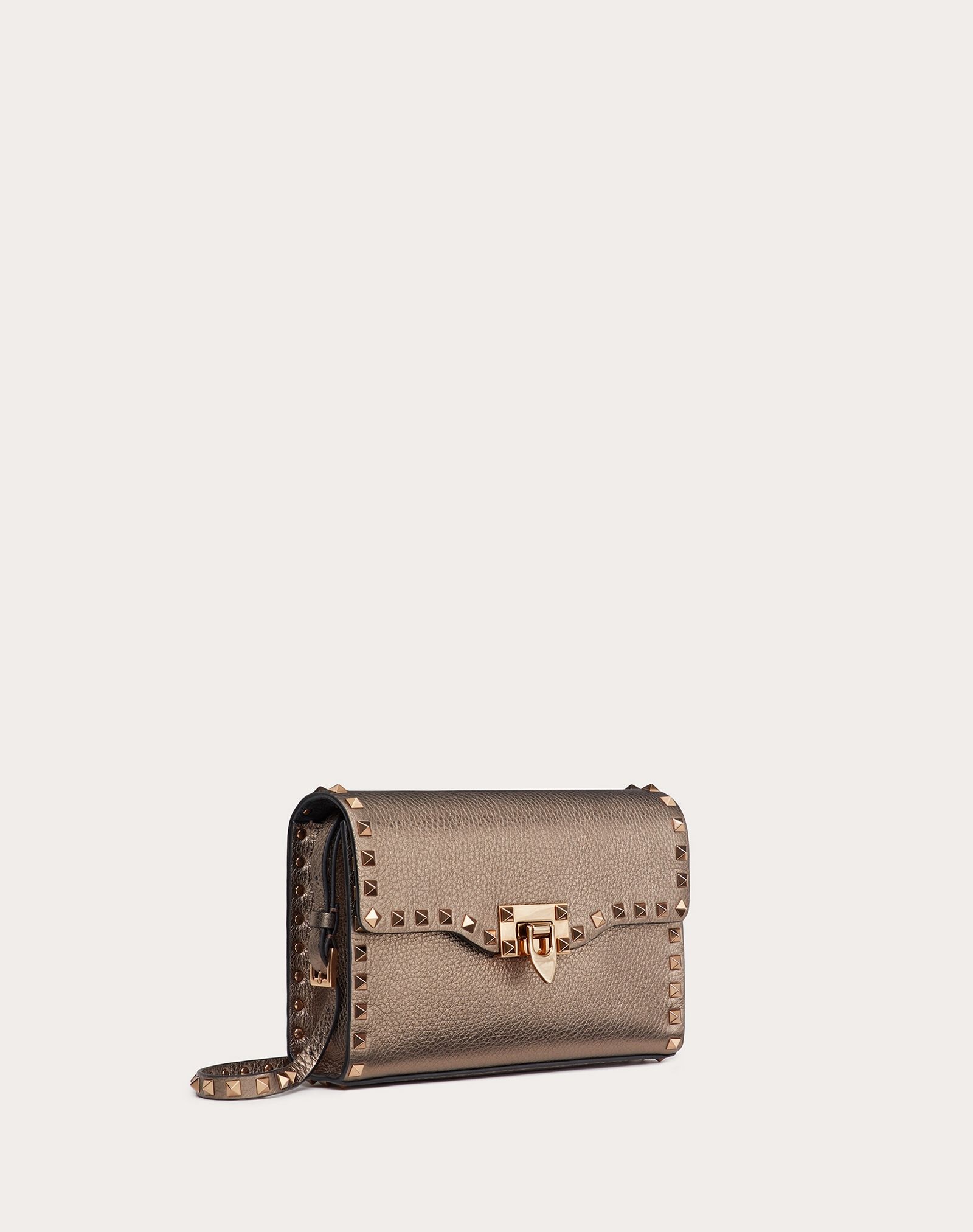 Small Rockstud Metallic Grainy Leather Crossbody Bag - 2