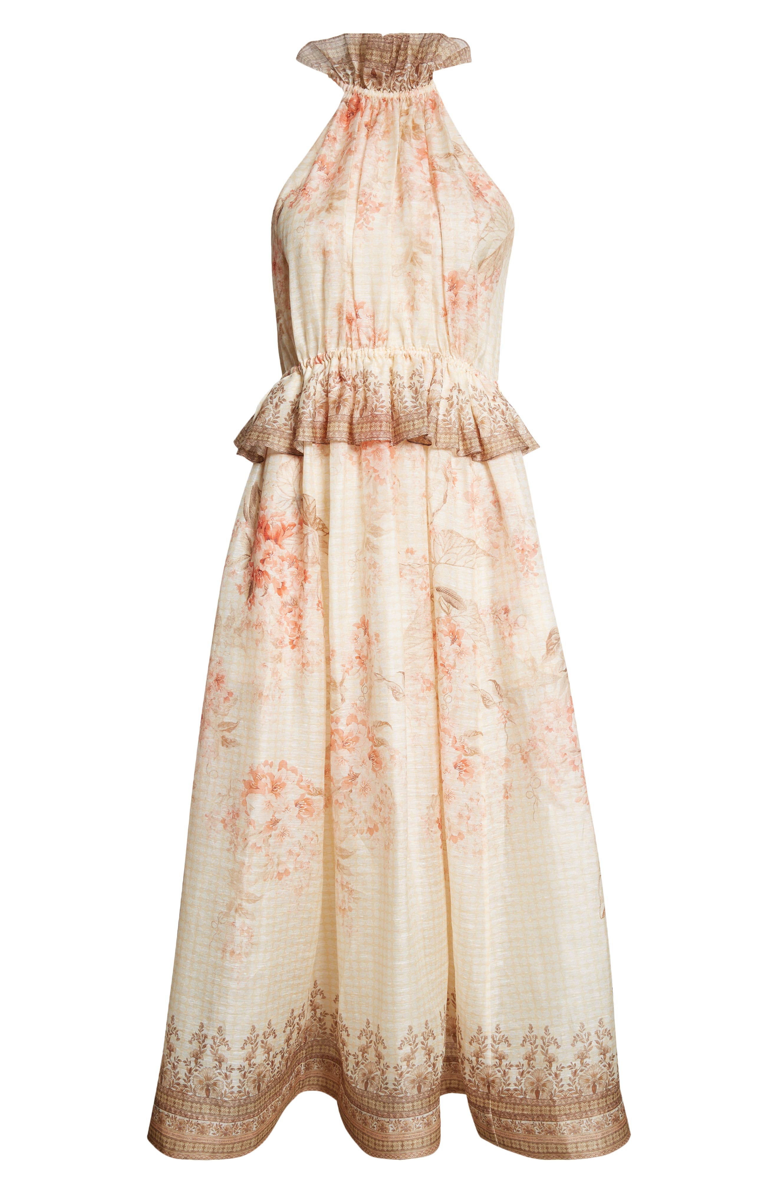 Zimmermann Tropical Floral Linen & Silk Midi Dress in Coral Floral at Nordstrom - 5