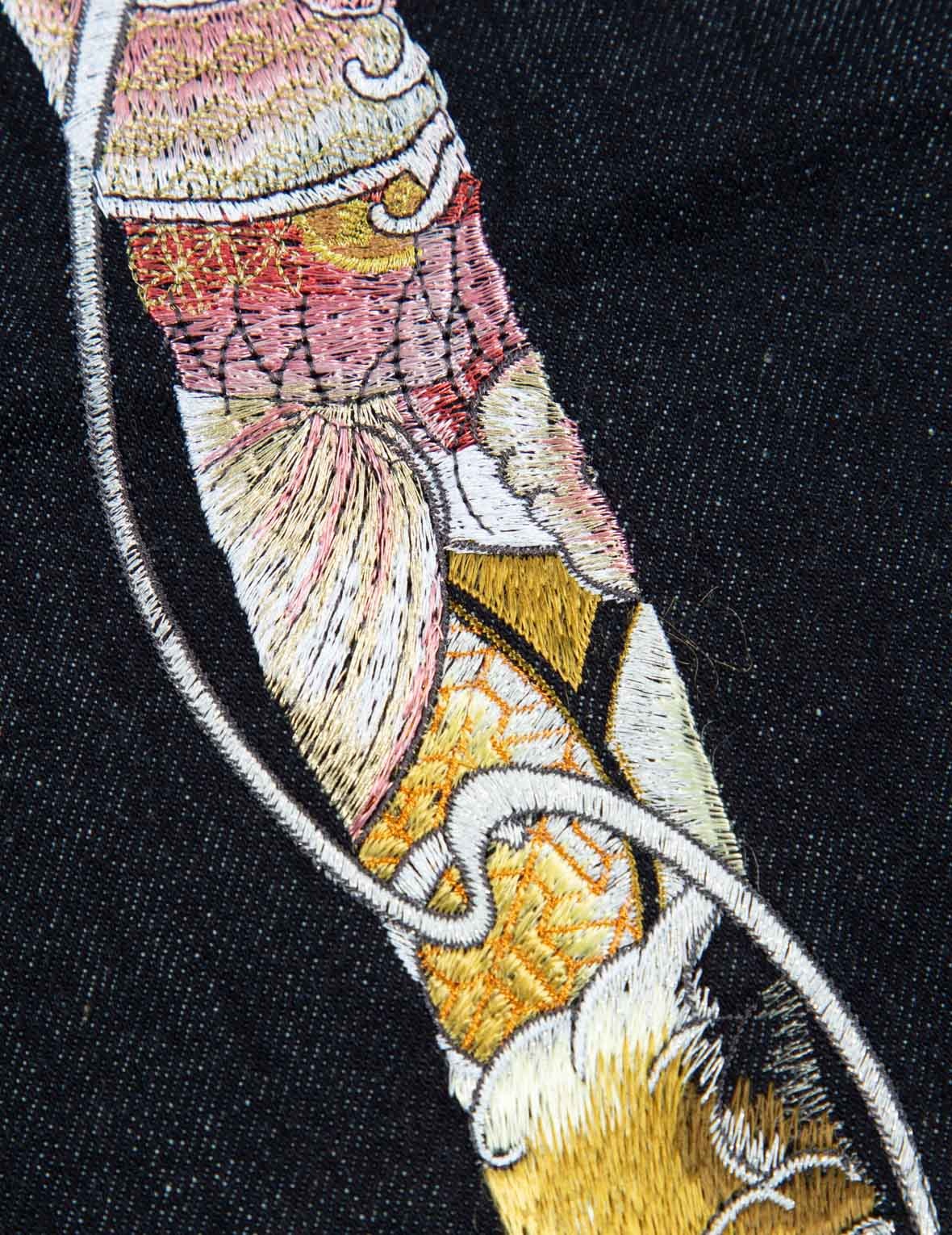 TATTOO KOI PATTERN BRUSHSTROKE DAICOCK EMBROIDERY RELAX-FIT JEANS - 9