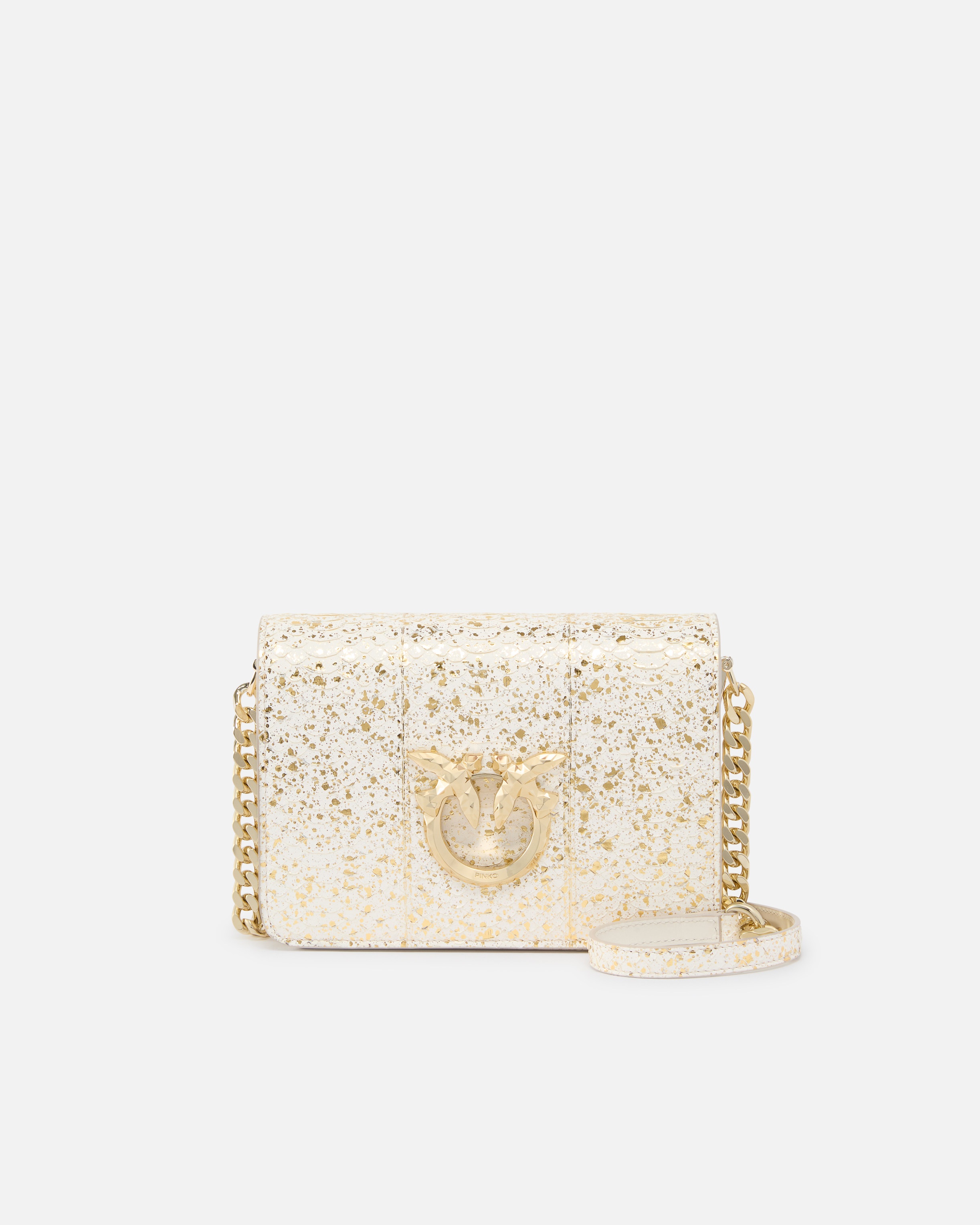 MINI LOVE BAG CROSSBODY BAG IN LAMINATED REPTILE PINKO GALLERIA. - 1