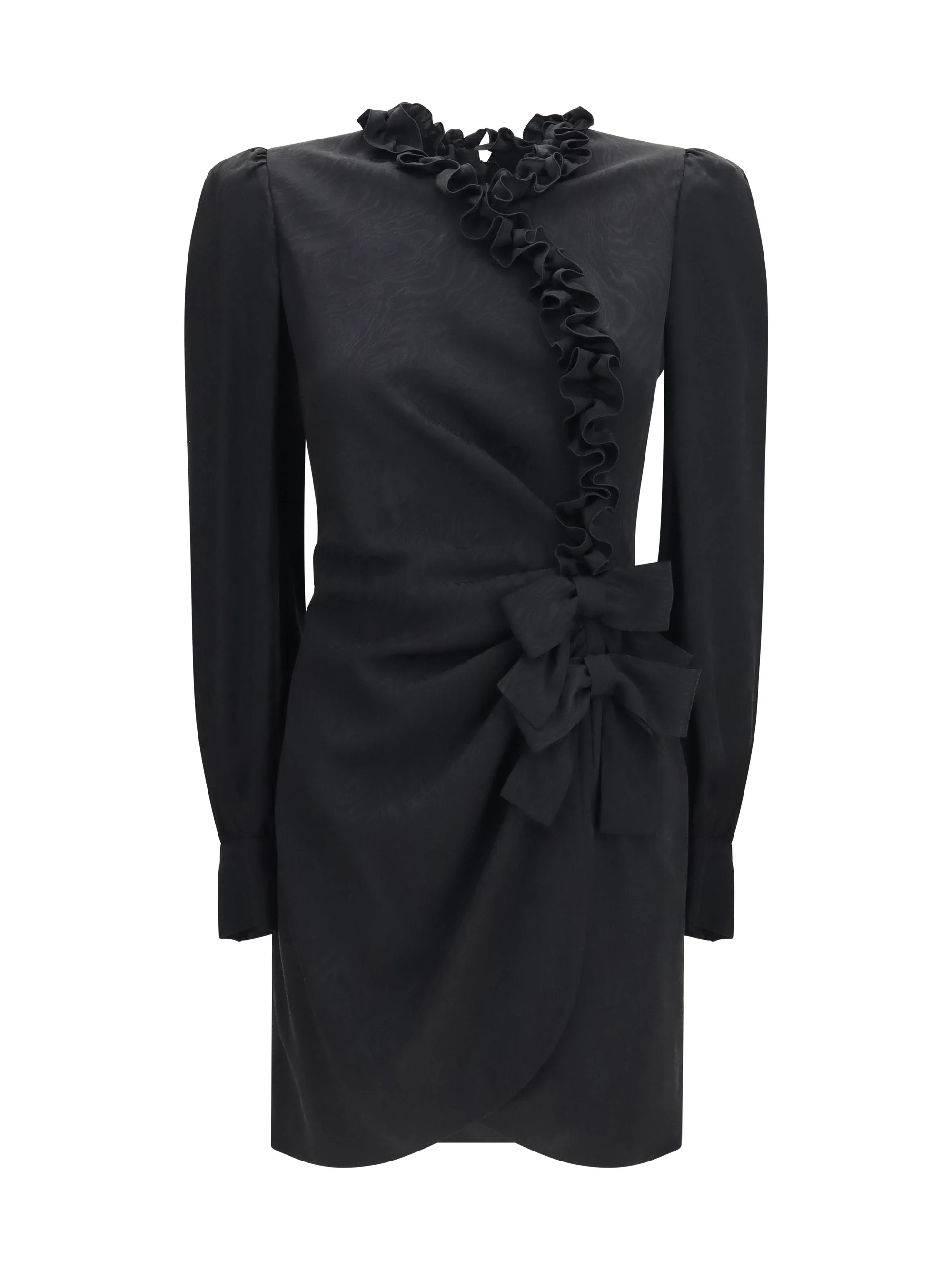 Alessandra Rich Silk Jacquard Mini Dress Black - 1