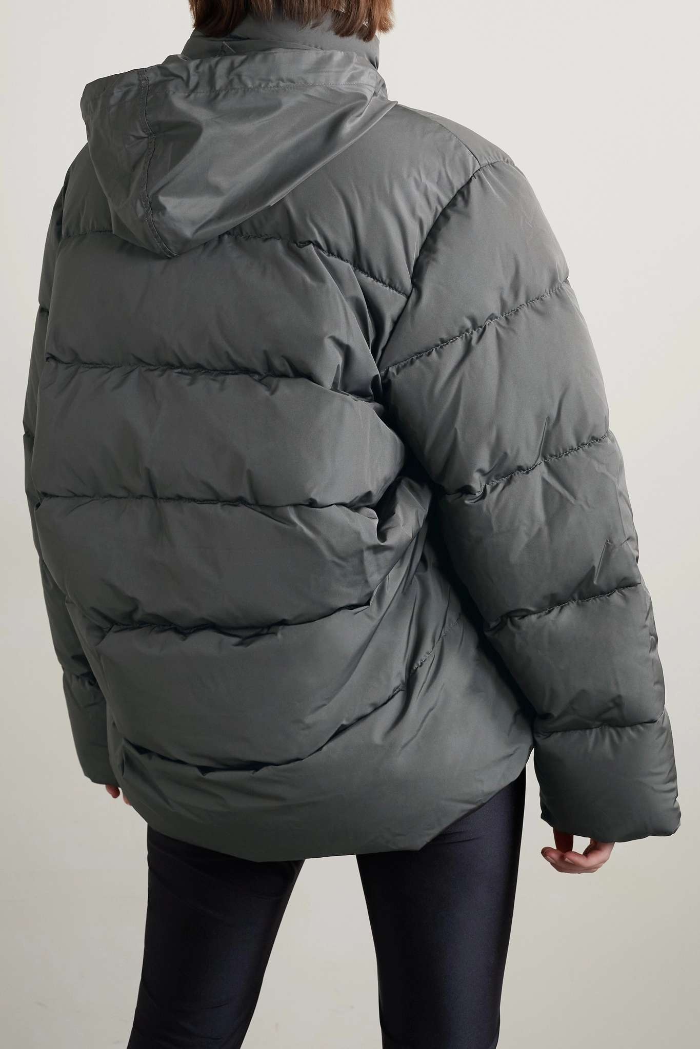 BALENCIAGA C-shape oversized hooded quilted shell jacket