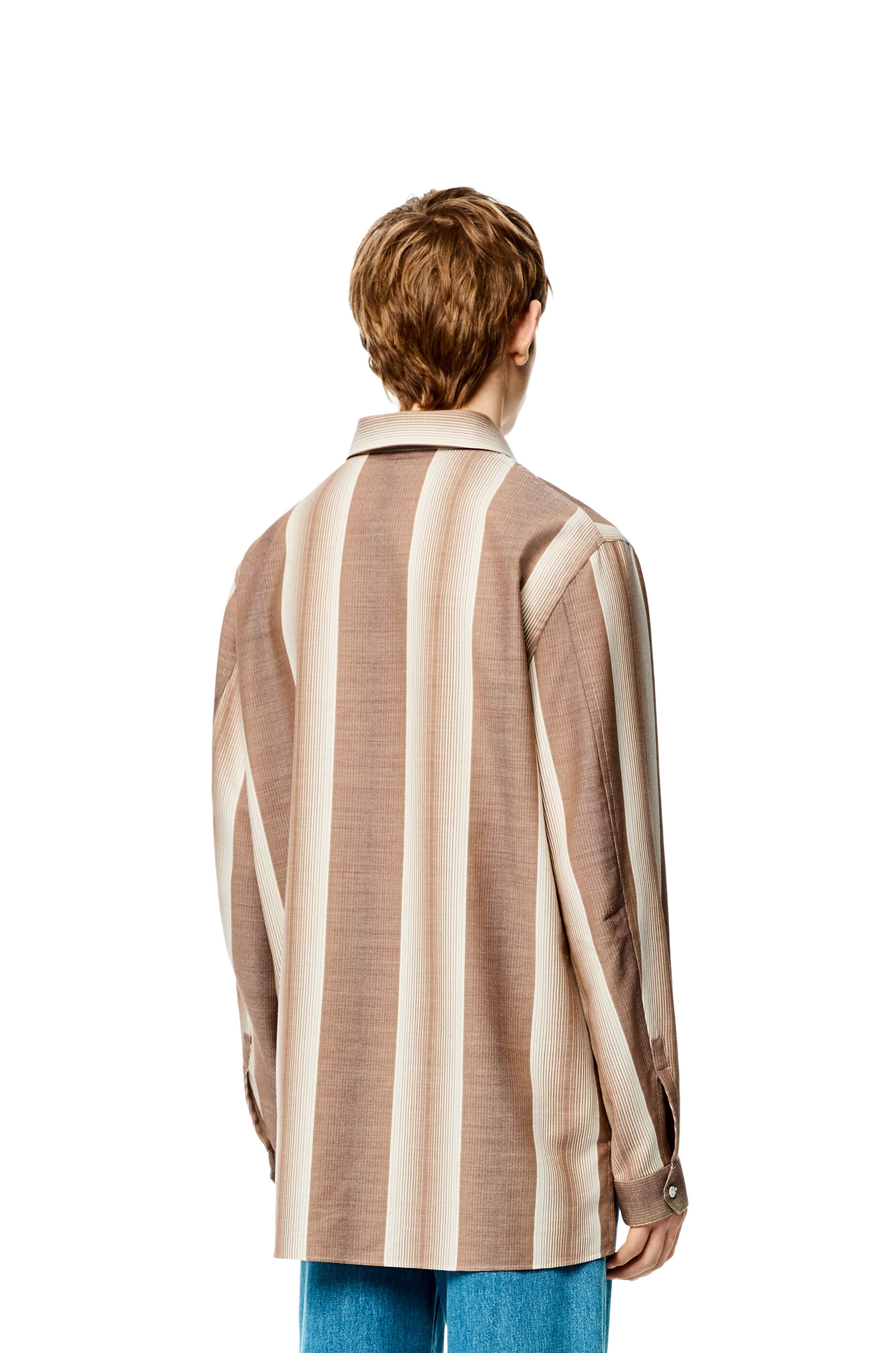 Stripe overshirt in wool and cotton - 4