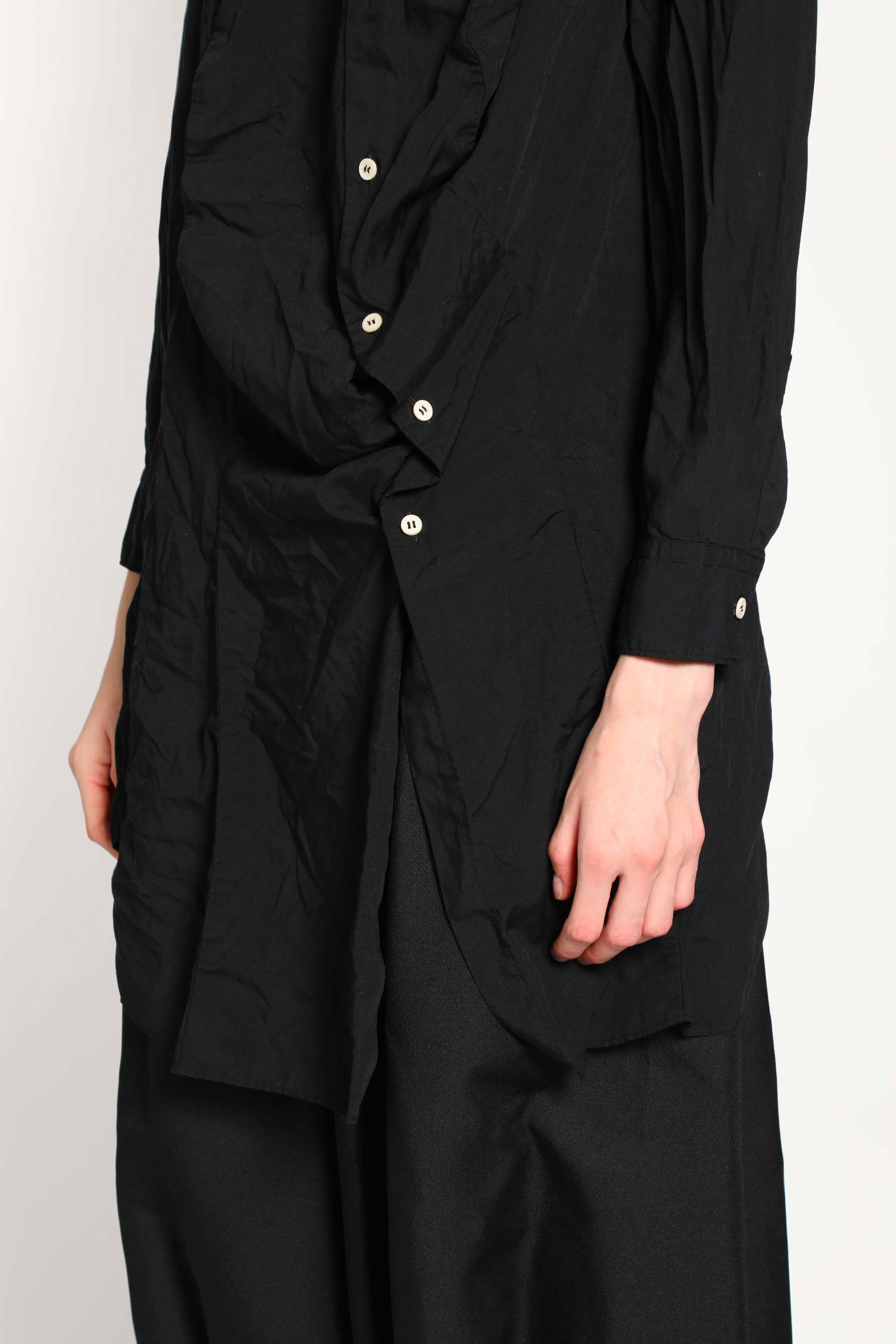 Long Asymmetric Crinkled Nylon Shirt - 4