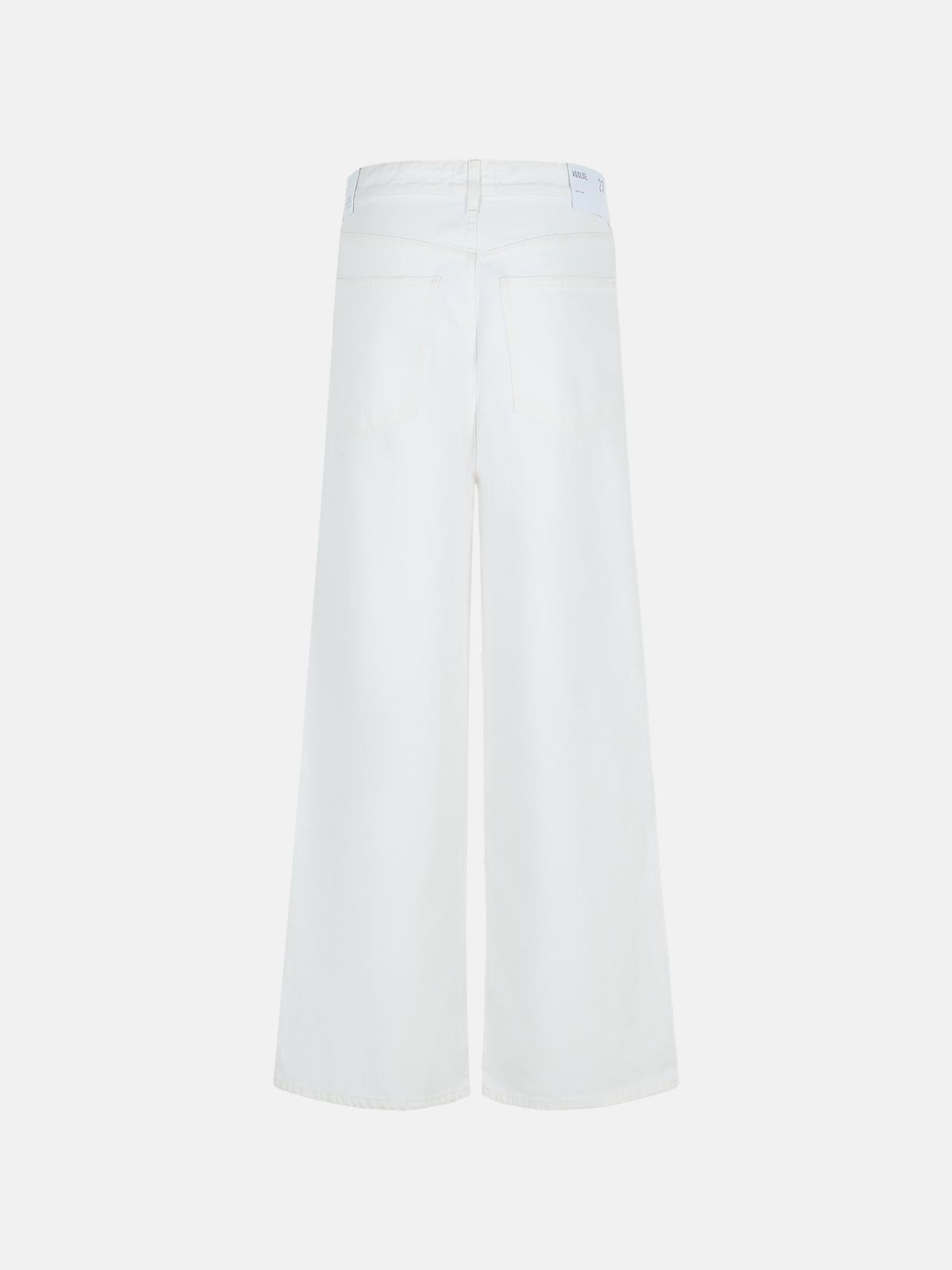 'VANA' WHITE COTTON JEANS - 3
