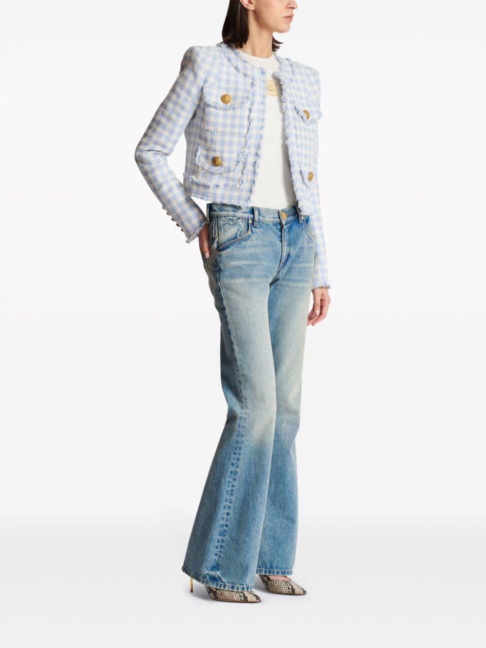 gingham tweed jacket - 3
