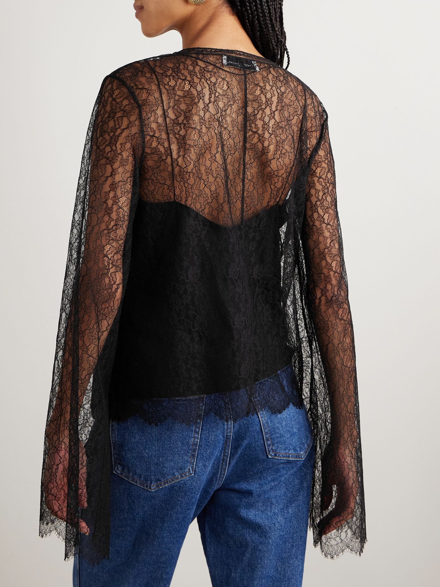 The Eloise Chantilly lace and crepe top Black - 3