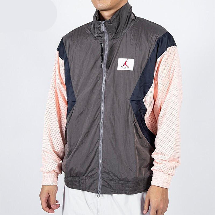 Air Jordan Flight Casual Sports Long Sleeve Stand Collar Jacket Grey/Pink AO0556-272 - 3