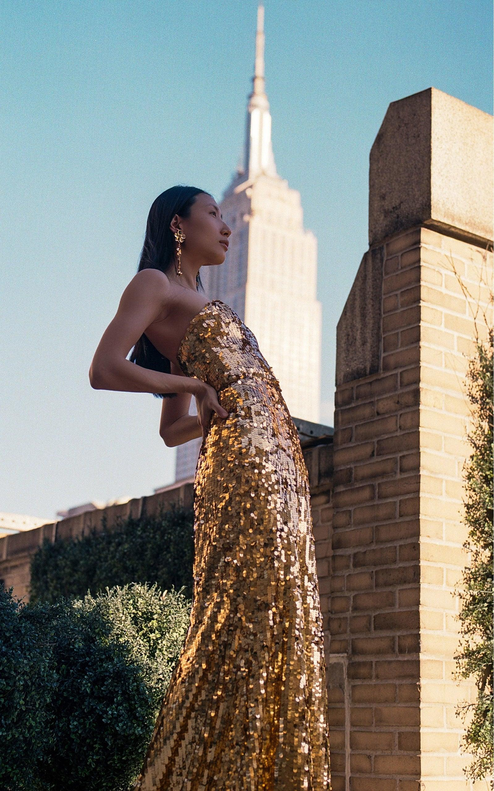 Sequined Strapless Gown Dress - 7