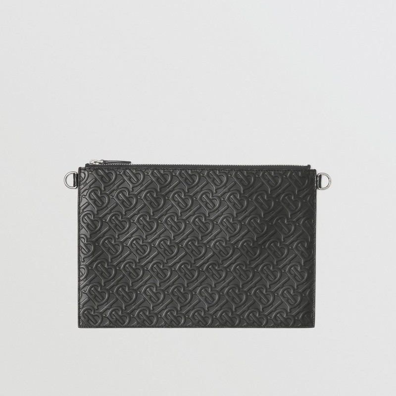 Embossed Monogram Leather Zip Pouch 11