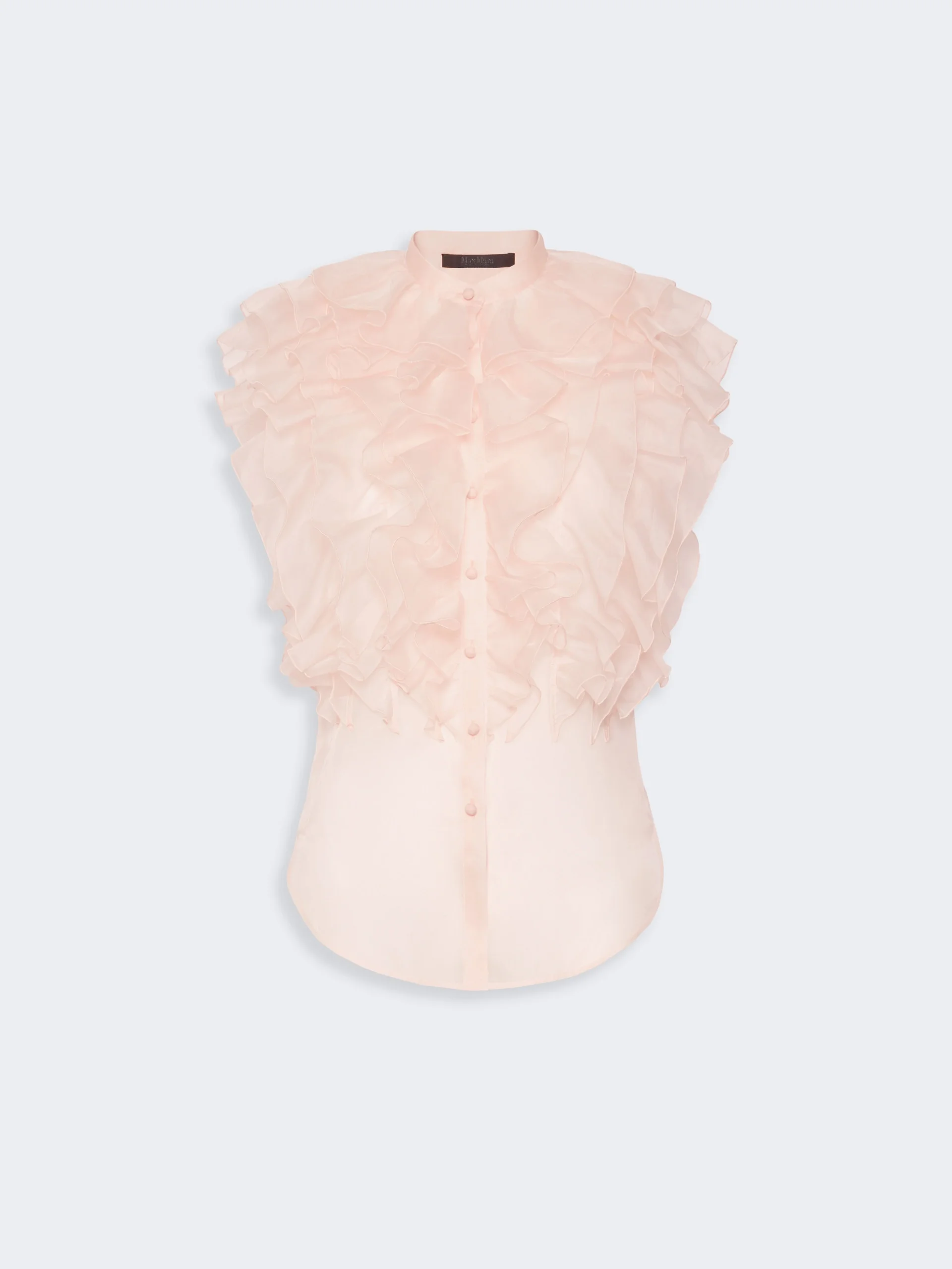 GIOSTRA Sleeveless ruched silk shirt - POWDER - 1