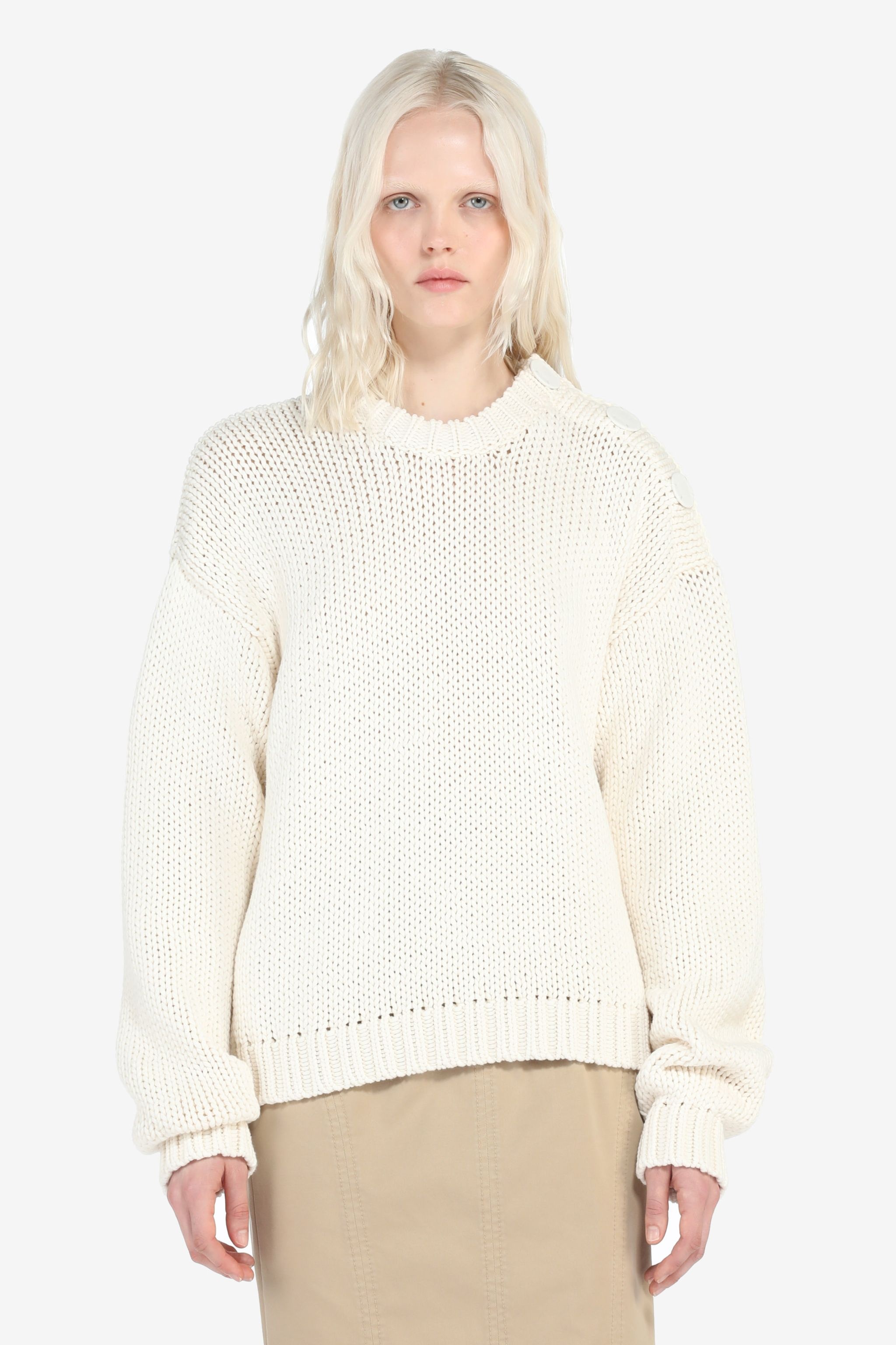 BUTTON-SHOULDER SWEATER - 1