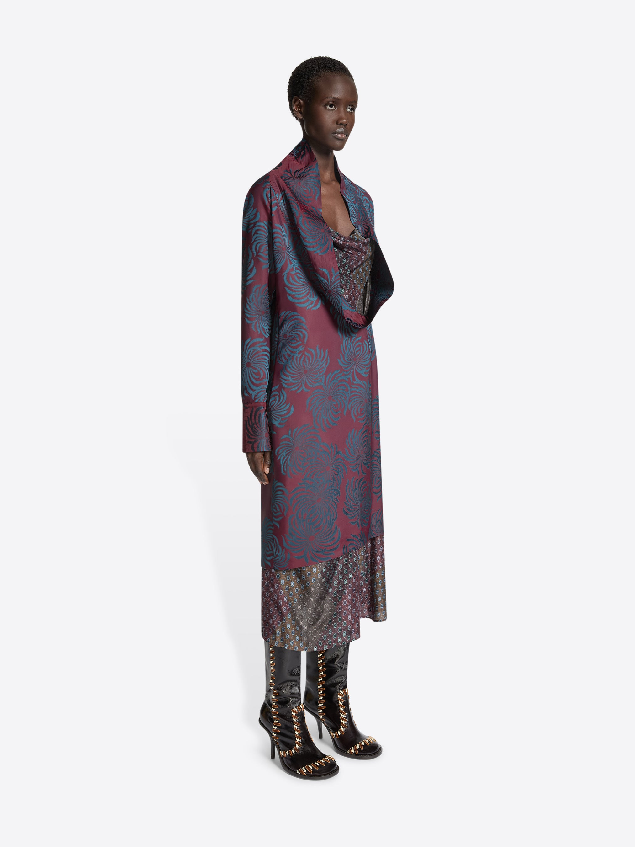 DOUBLE LAYERED JACQUARD DRESS - 3