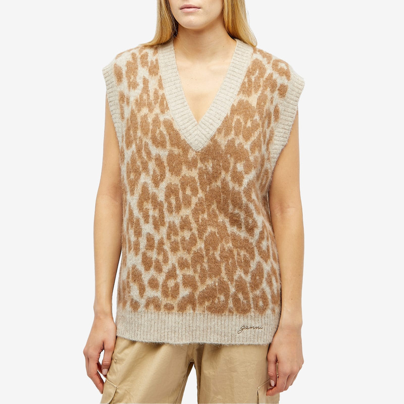 GANNI GANNI Leopard Jacquard Oversized Vest outlook