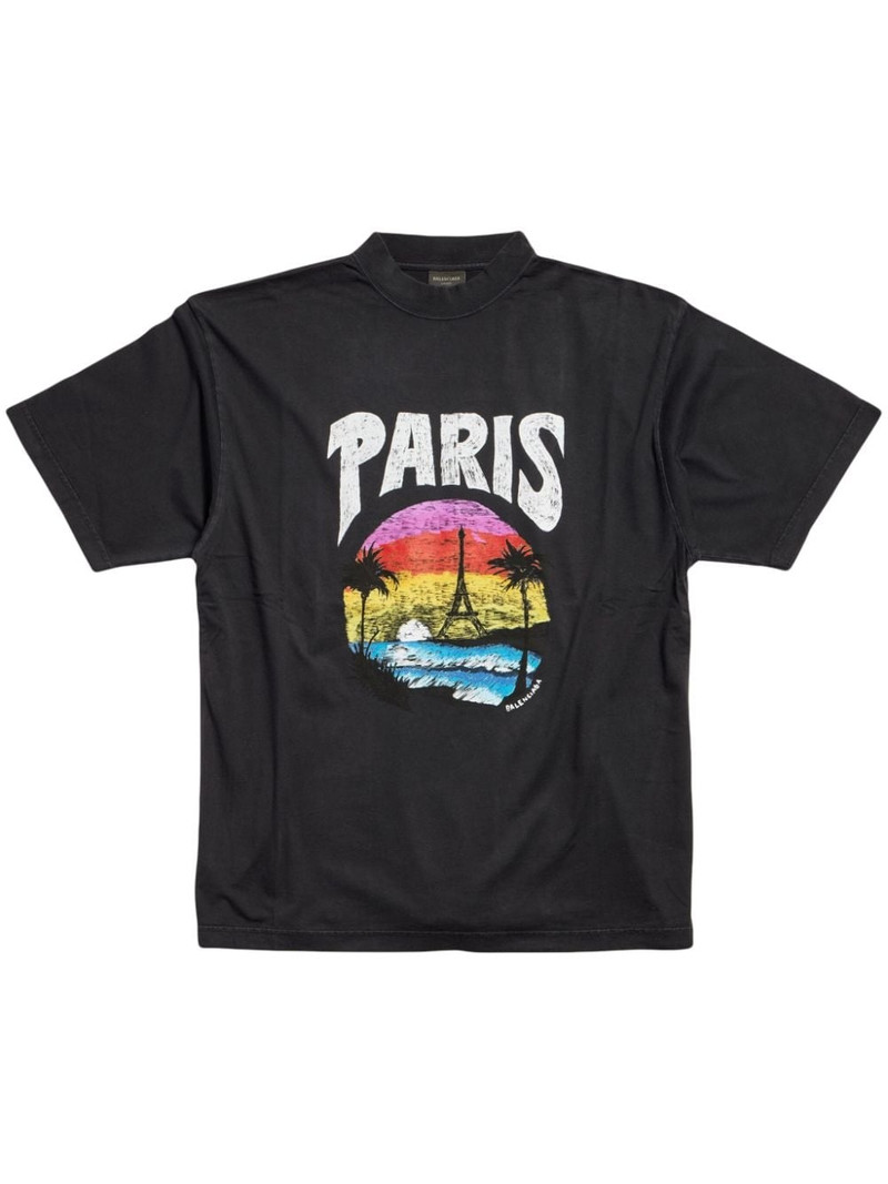 Paris Tropical-print cotton T-shirt - 1