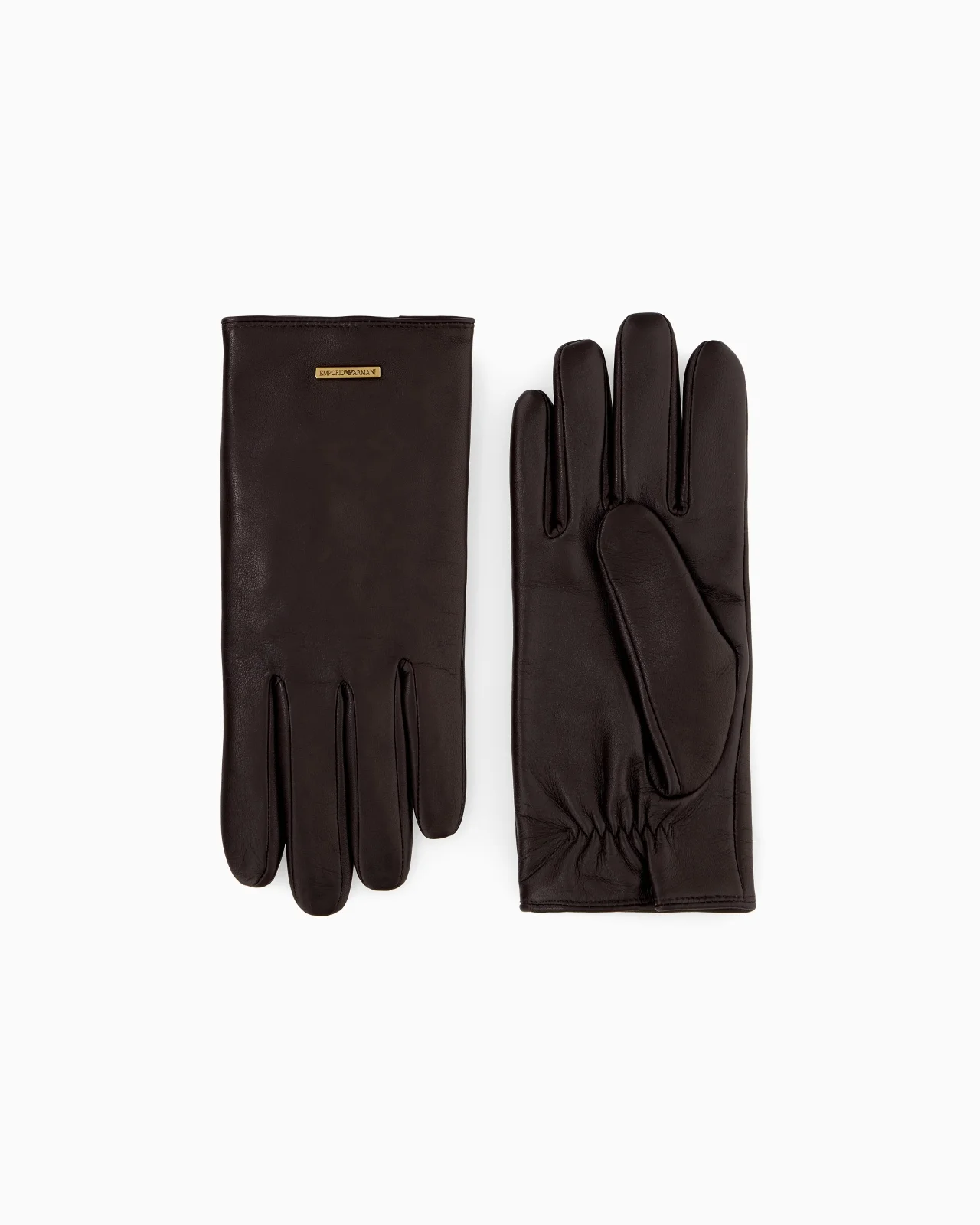 LEATHER GLOVES WITH A METAL LOGO PLATE AND WOOL LINING - 1