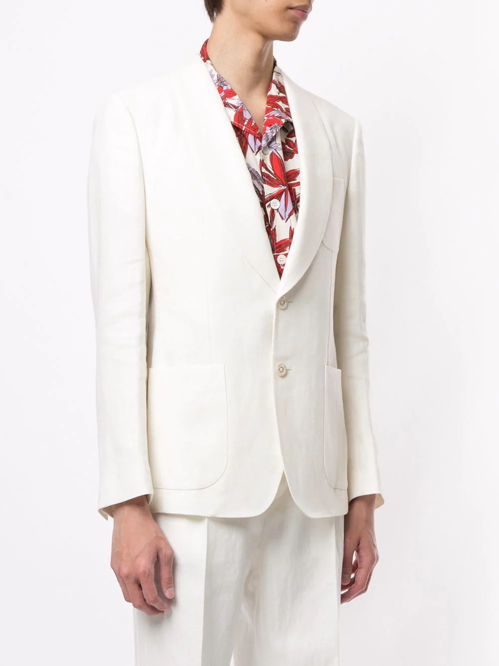 single-breasted linen blazer - 3