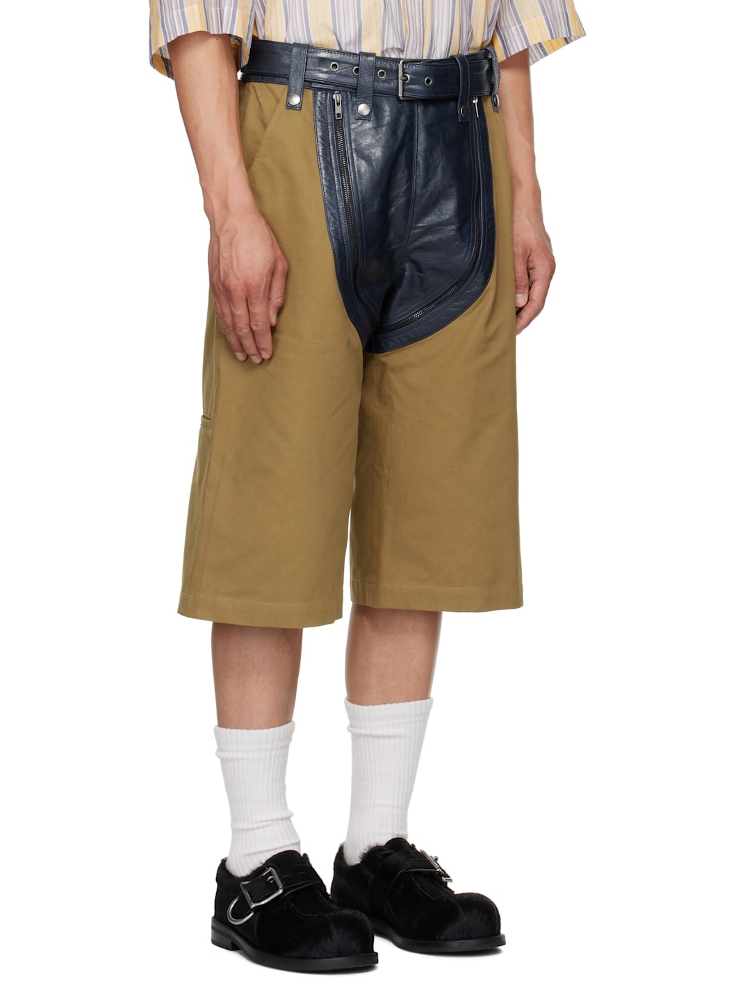 Navy & Khaki Zip Chap Utility Shorts - 2