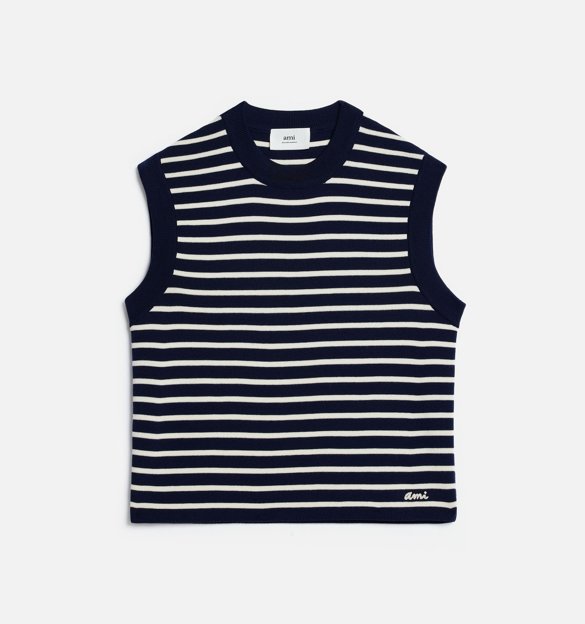 Ami Embroidery Sleeveless Sailor Sweater - 5