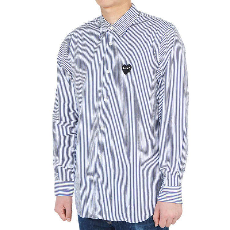 COMME des GARCONS PLAY Black Emblem Striped Button Down Shirt 'Blue' AZ-B018-051-1 - 3