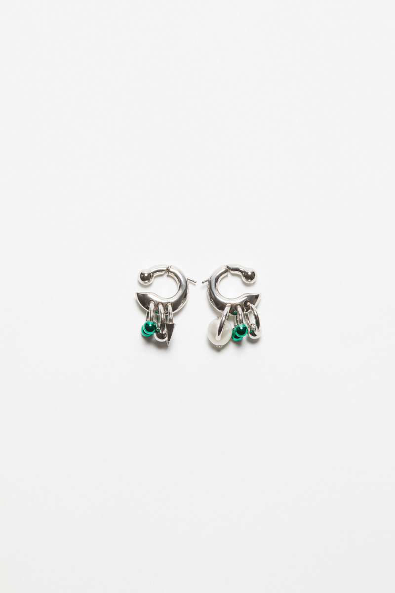 Multi charm earrings - Silver/green 1