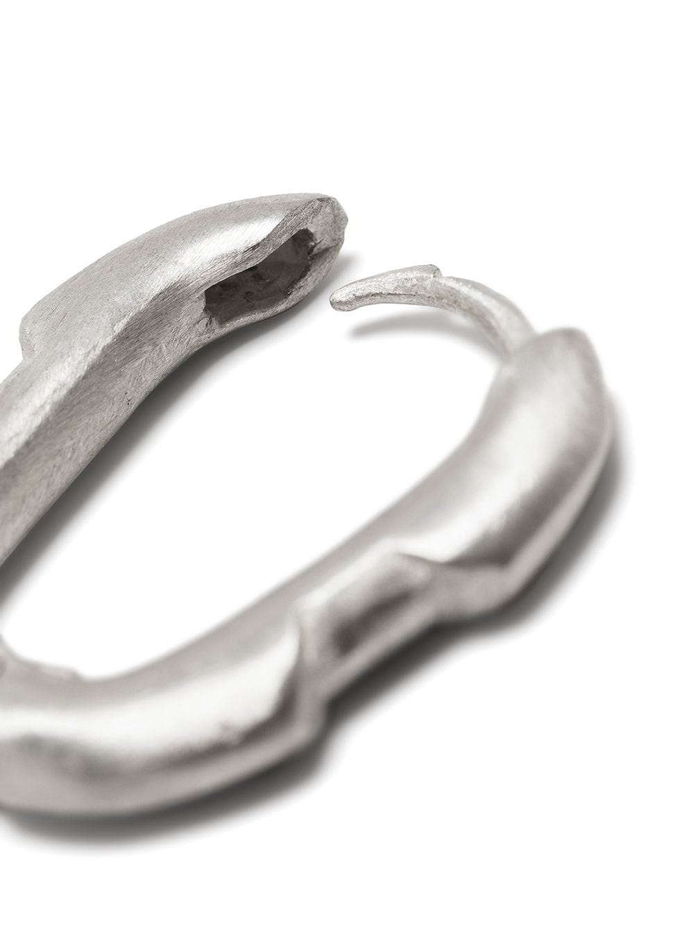 Deco matte sterling silver single earring - 2