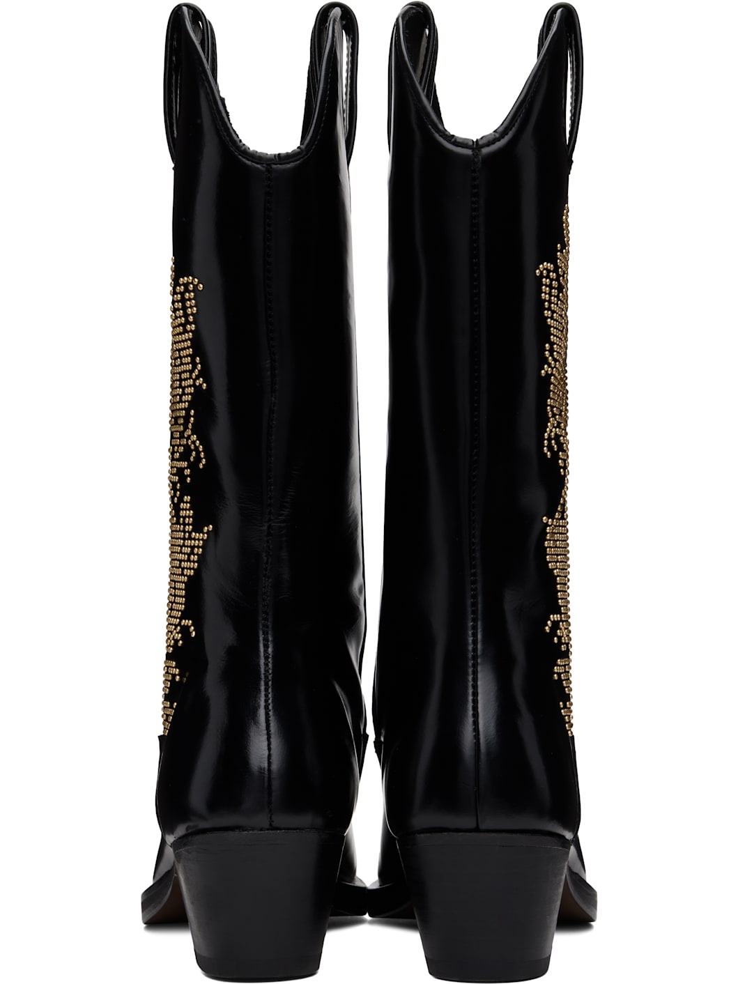 Black Rose Studded High Western Boots - 2