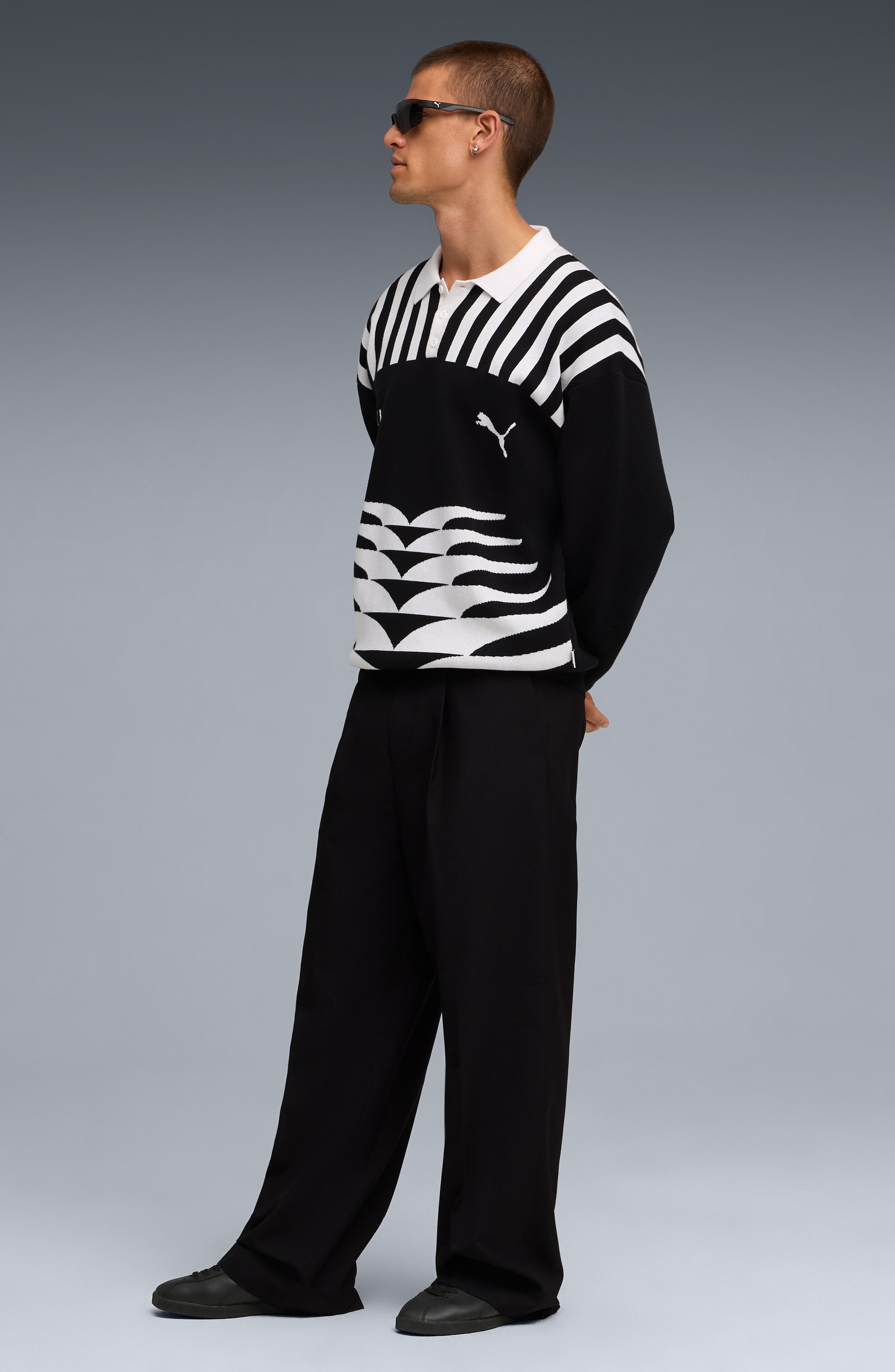 PUMA The NeverWorn VI Knit Polo Sweater in Puma Black at Nordstrom - 6